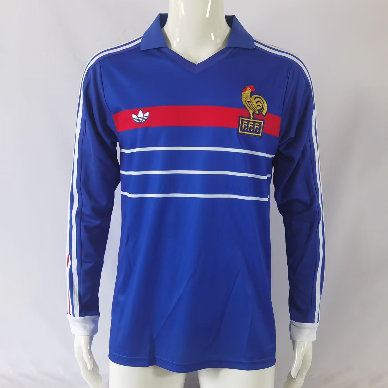 Retro France 1984 Home Stadium Long Sleeve Jersey - UnitedFutballJersey
