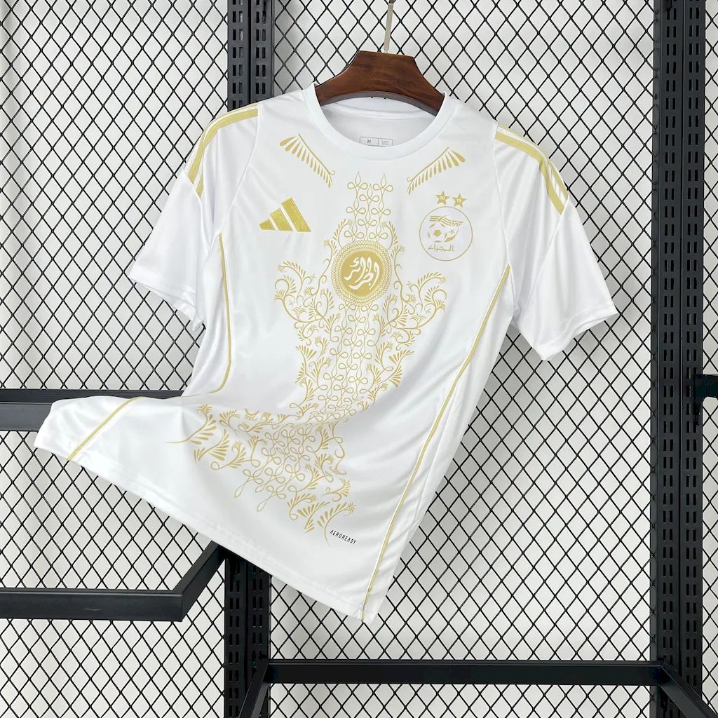 Algeria 2024-25 White Gold Supporter Jersey - Fans Version - UnitedFutballJersey