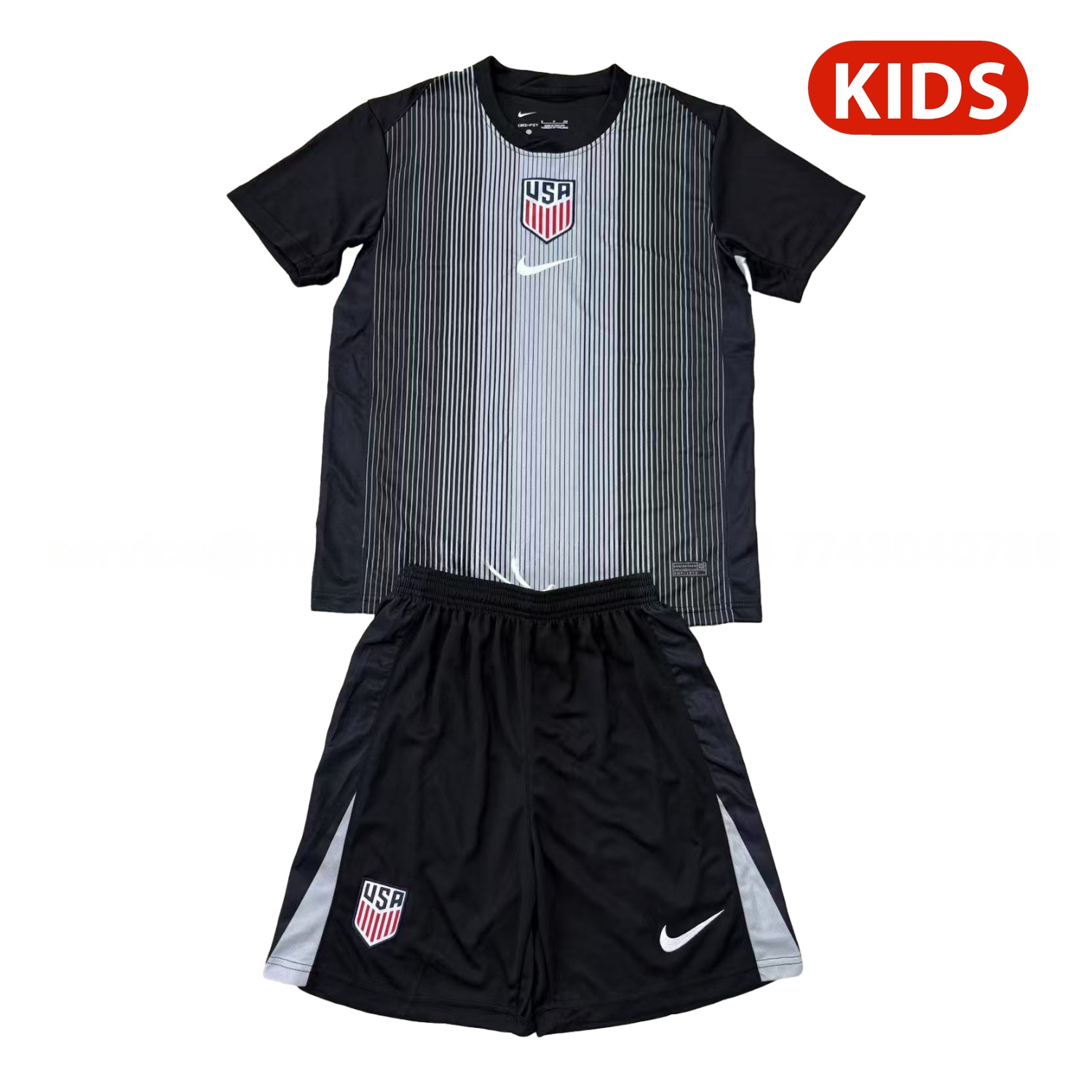 United States USA 25-26 Black Goalkeeper Kids Kit - UnitedFutballJersey