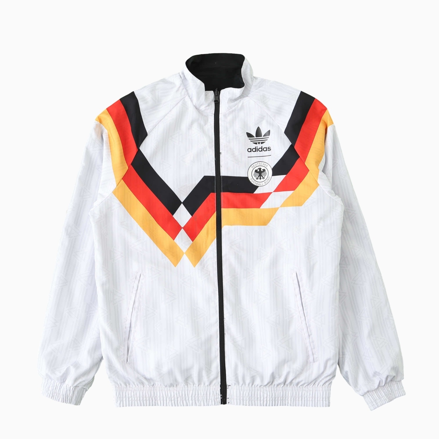 Retro Germany 1990 Double Sided Reversible Windbreaker - White & Black - UnitedFutballJersey