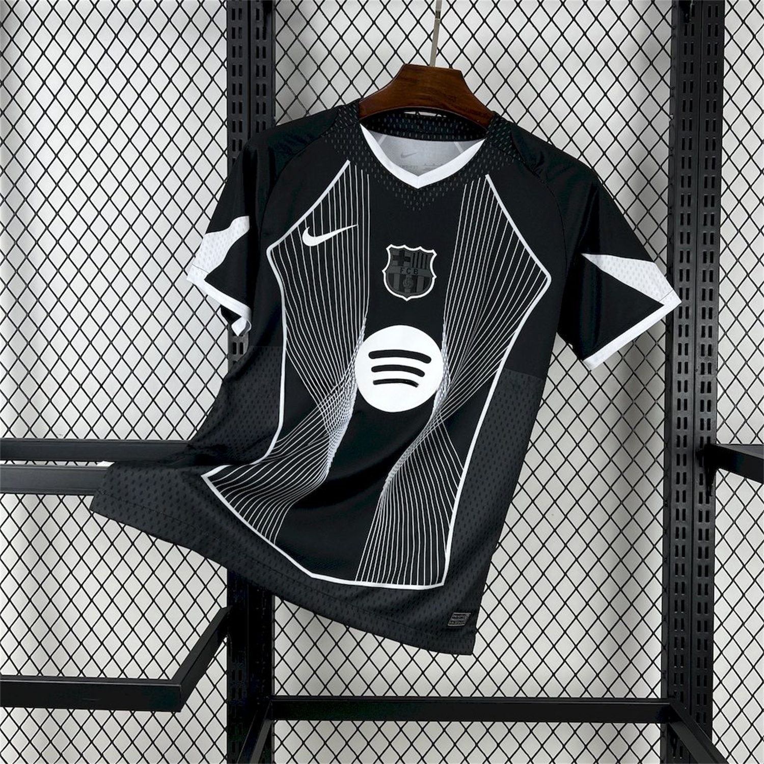 B.A.R.S.A 25-26 T90 White Lines Black Jersey - Fans Version - UnitedFutballJersey