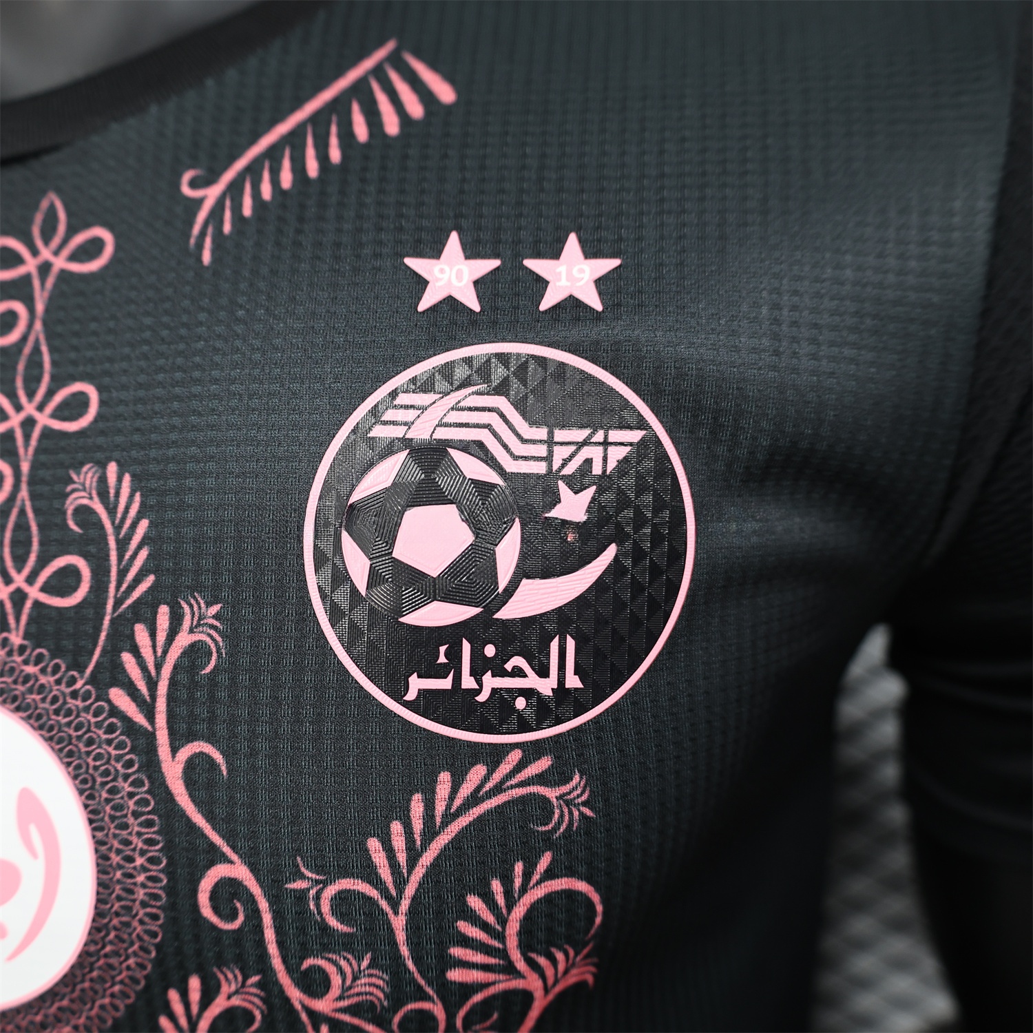 Algeria 25-26 Pure Black Jersey with Pink Pattern - Player Version - UnitedFutballJersey