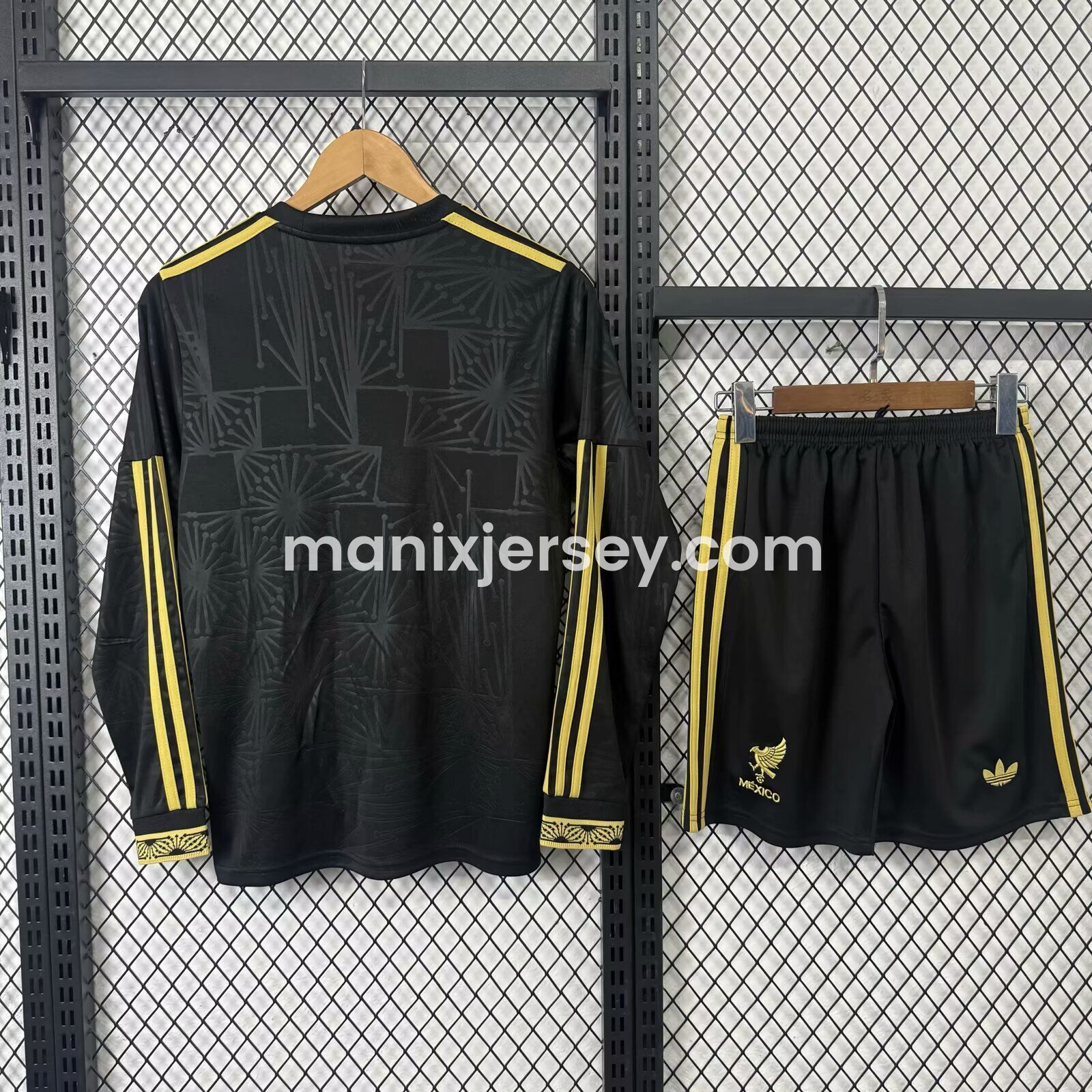 Mexico 2025 Gold Cup Black Long Sleeve Kids Kit - UnitedFutballJersey