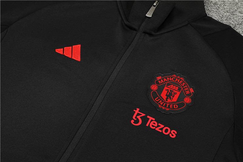 Manchester United 23-24 Jacket Training Tracksuit - Black - UnitedFutballJersey