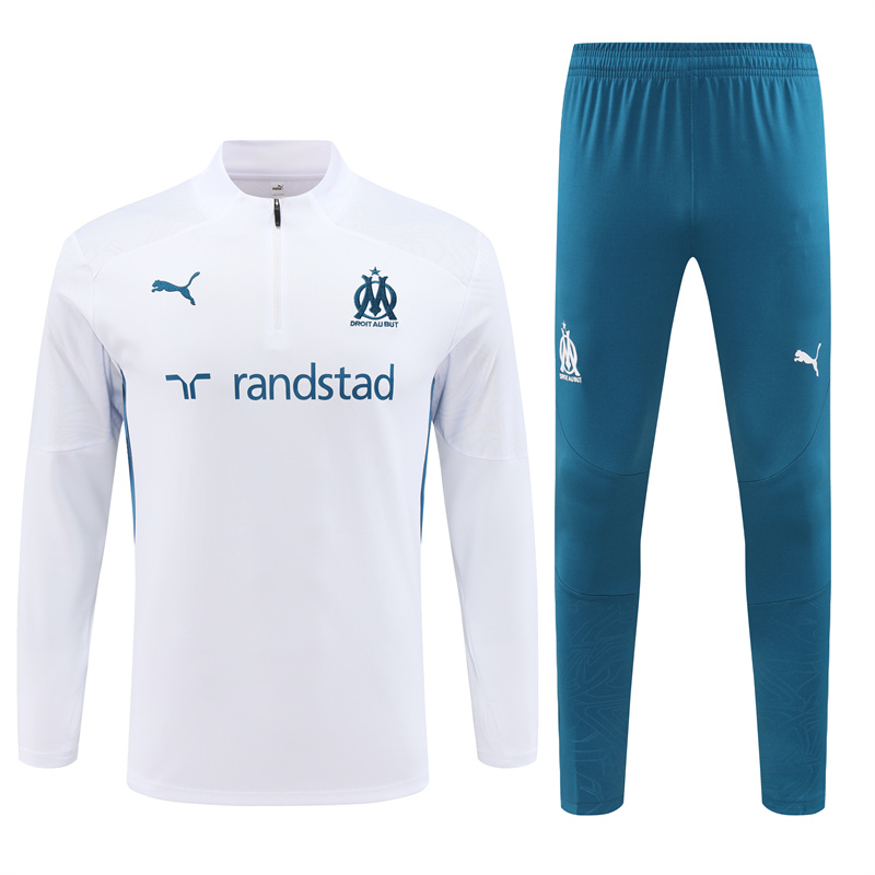 Marseille 24-25 Long Sleeve Training Set - White - UnitedFutballJersey