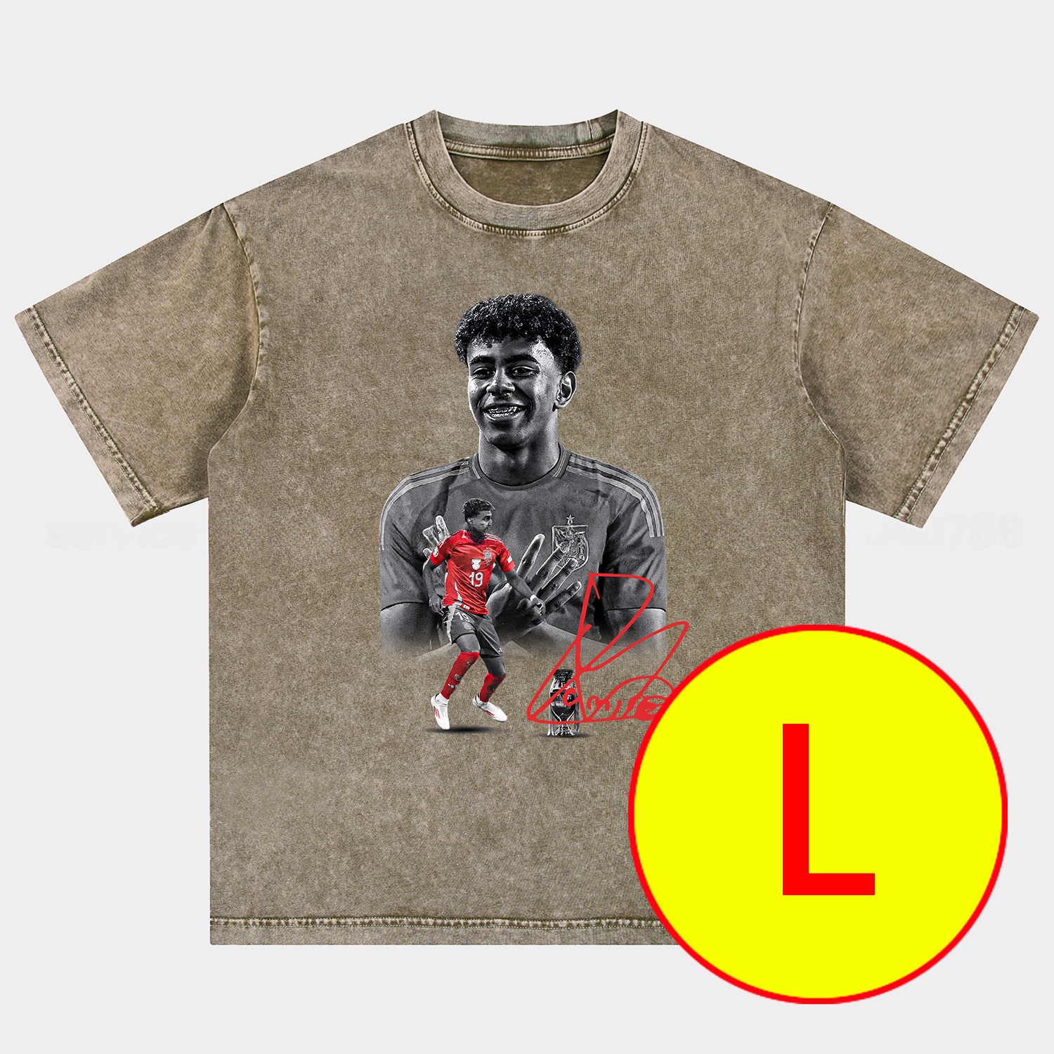 LAMINE YAMAL - Barcelona No. 10 Legend Continues 2025 Oversized Washed T-Shirt - UnitedFutballJersey