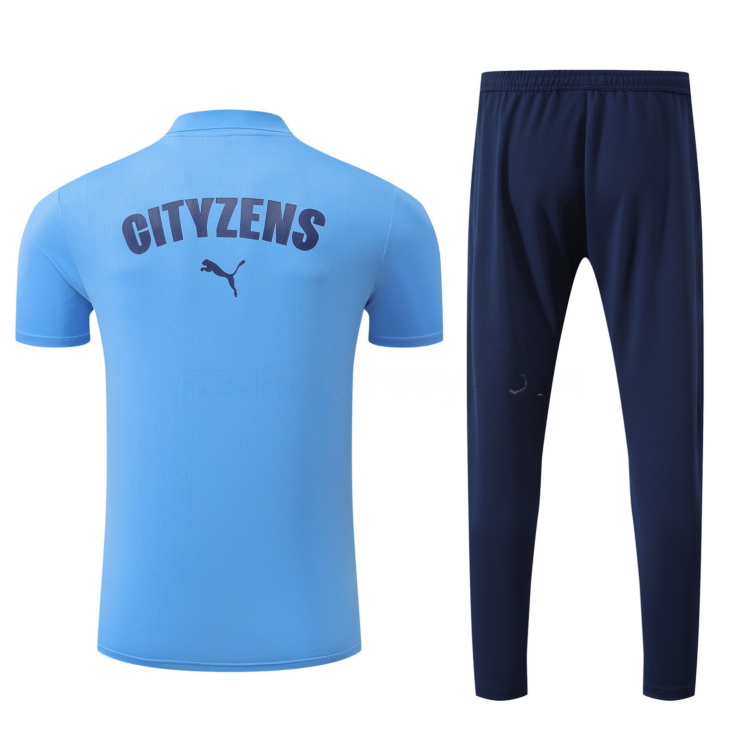 Manchester City 25-26 POLO Short-Sleeve Training Set - Blue Top and Deep Blue Pants - UnitedFutballJersey