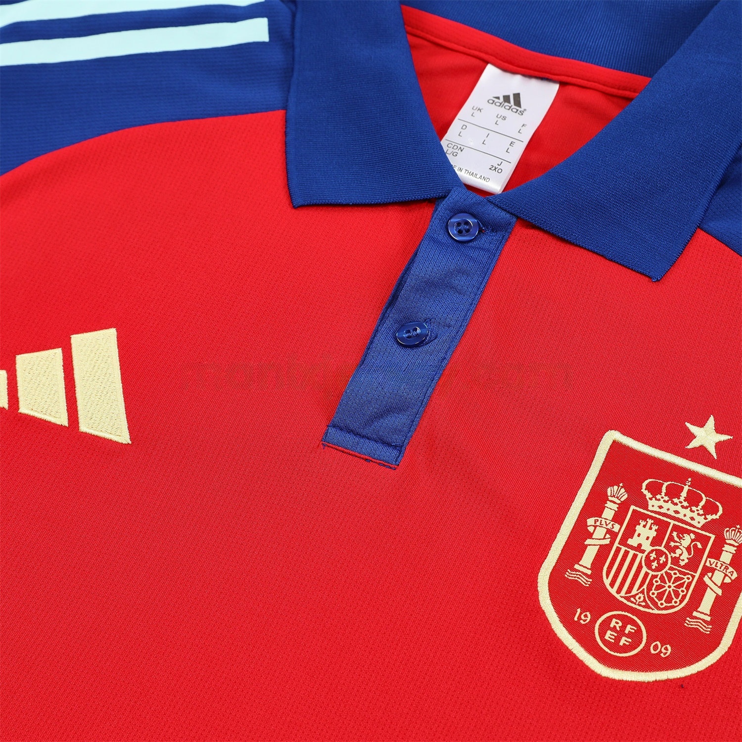 Spain 25-26 POLO Short-Sleeve Training Set - Red Top and Blue Pants - UnitedFutballJersey