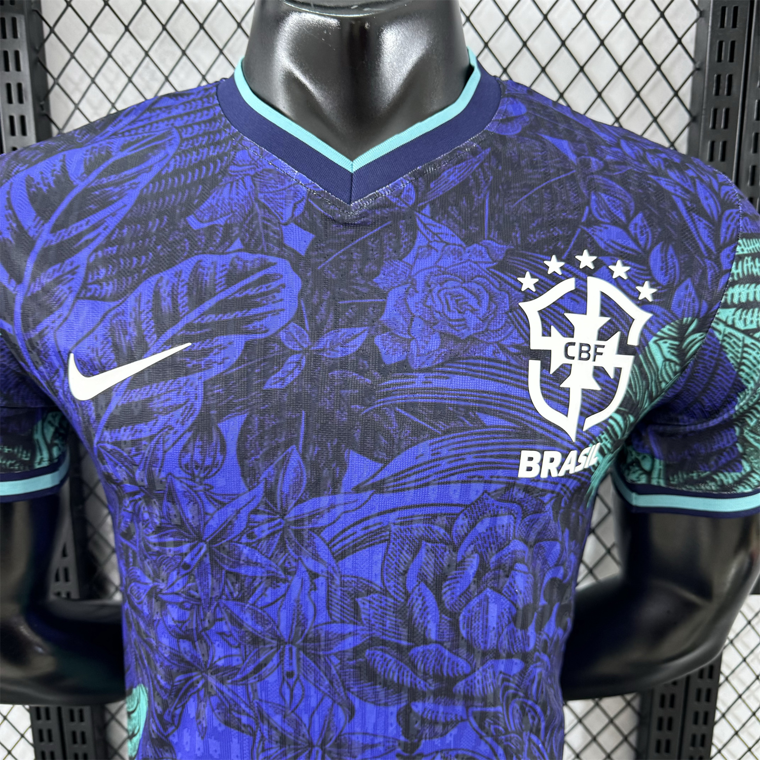 Brazil 25-26 Blue Flowers and Leaves Jersey - Player Version - UnitedFutballJersey