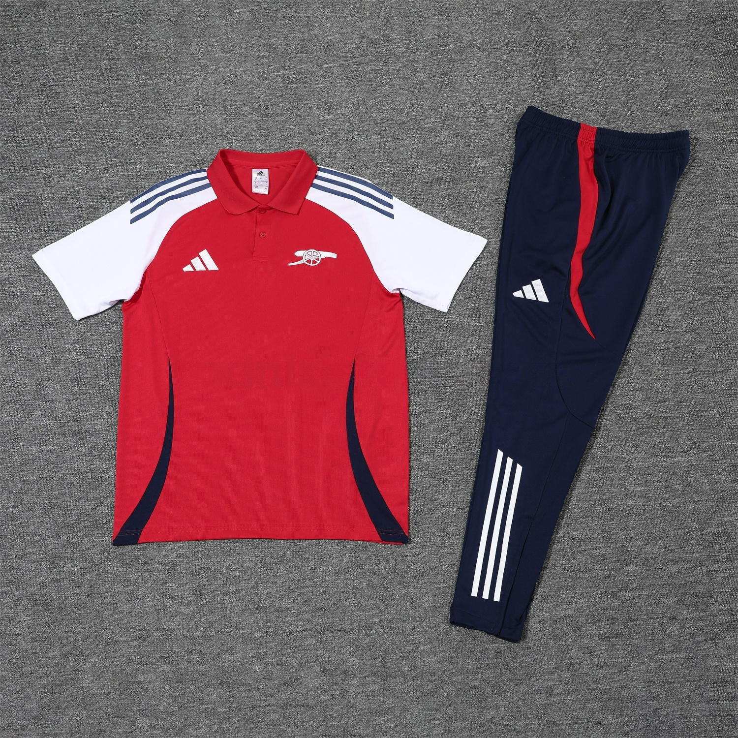 Arsenal 25-26 POLO Short-Sleeve Training Set - Red Top and Deep Blue Pants - UnitedFutballJersey