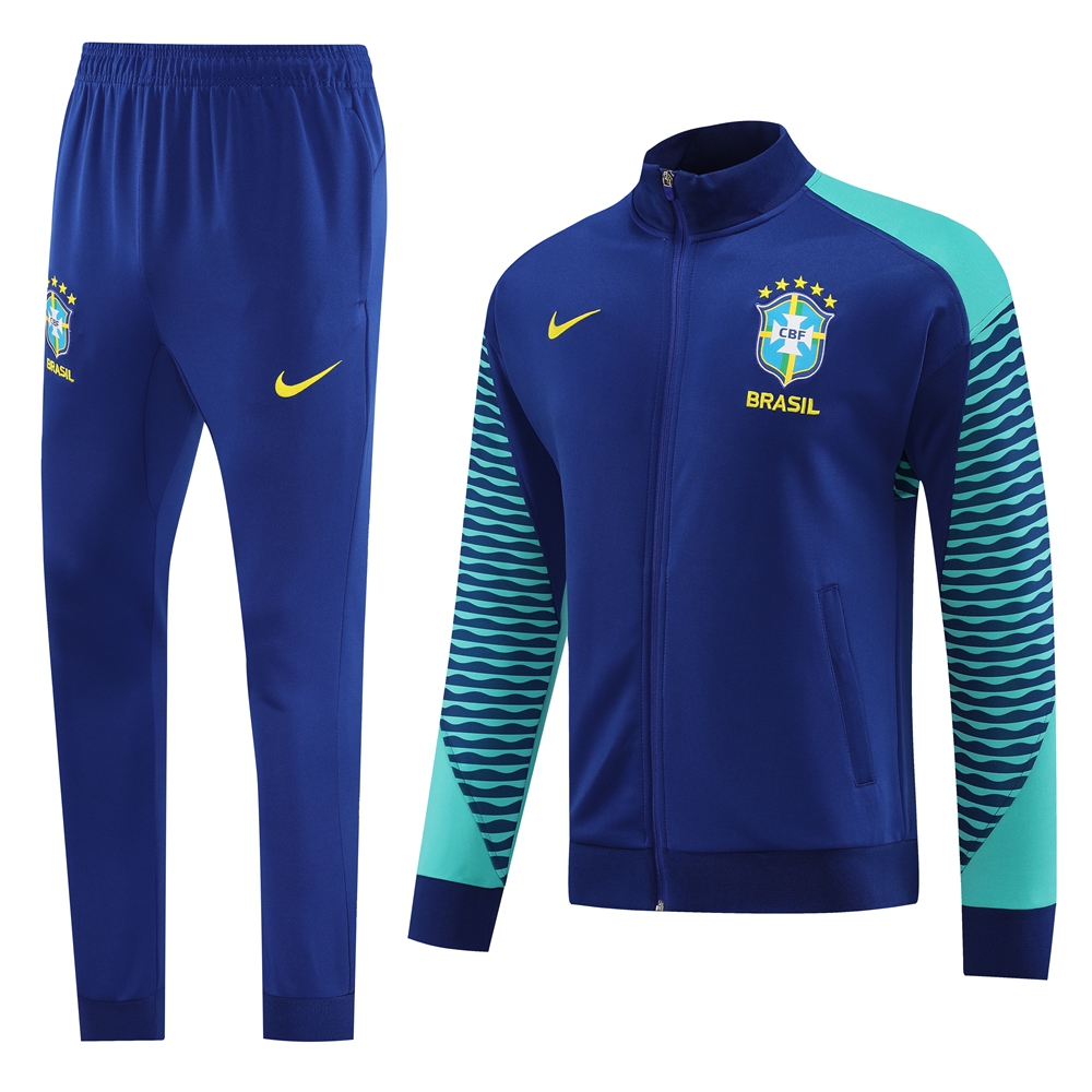 Brazil 23-24 Jacket Training Tracksuit - Blue - UnitedFutballJersey