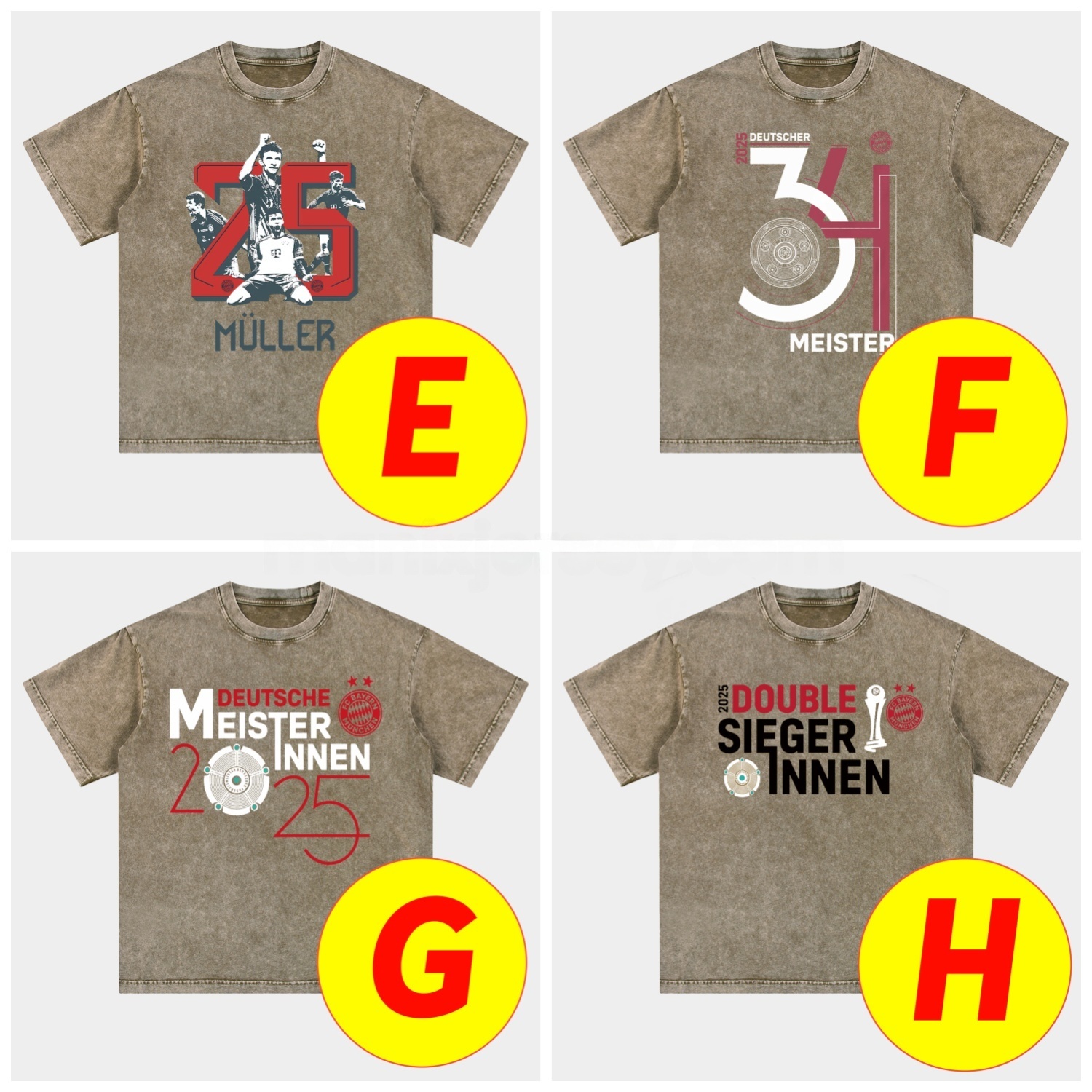 Bayern Munich Bundesliga Champions Deutscher Meister 2025 Oversized Washed T-Shirt - UnitedFutballJersey