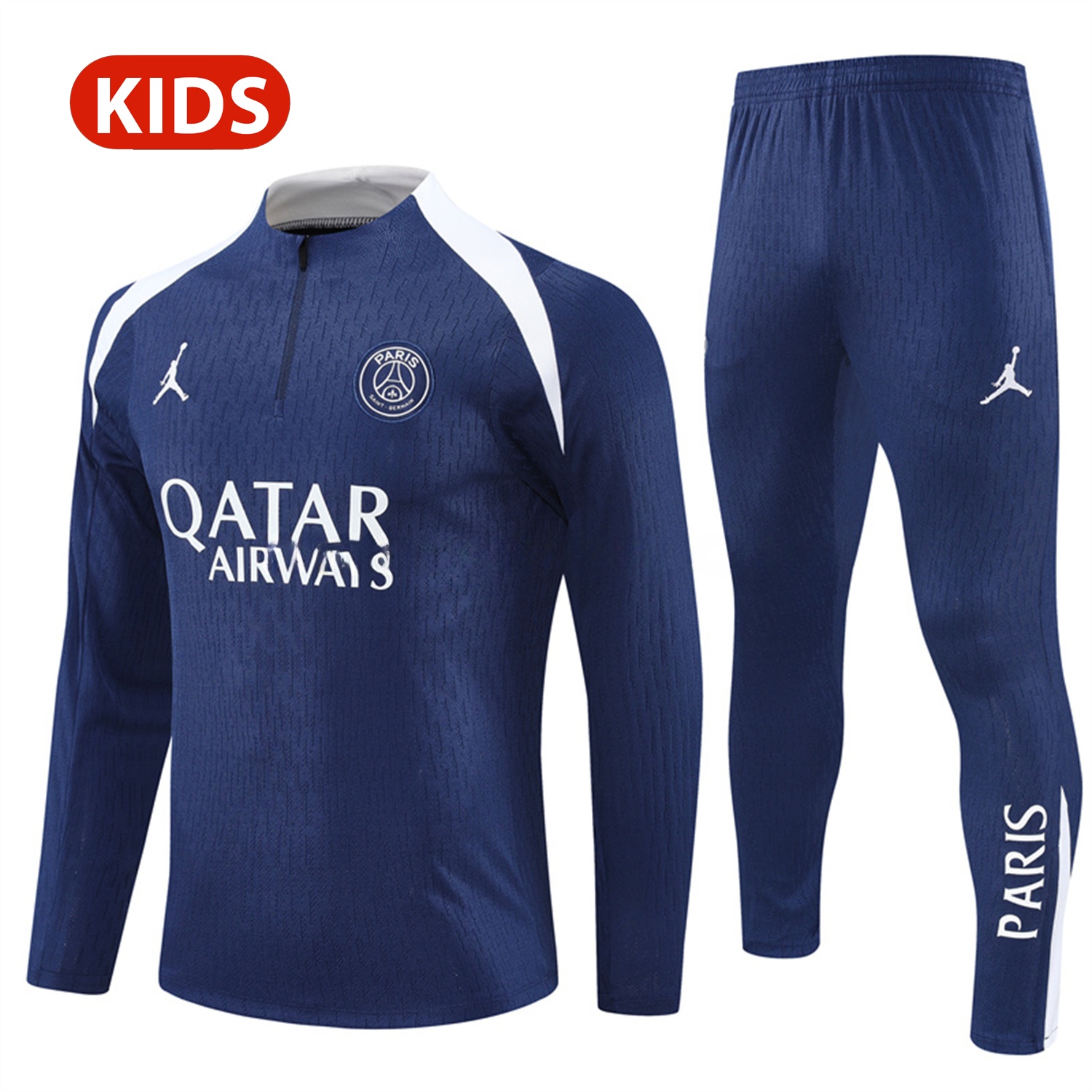 Paris Saint-Germain PSG 25-26 Kid Long Sleeves Training Set - Royal Blue Top & Royal Blue Pants - UnitedFutballJersey
