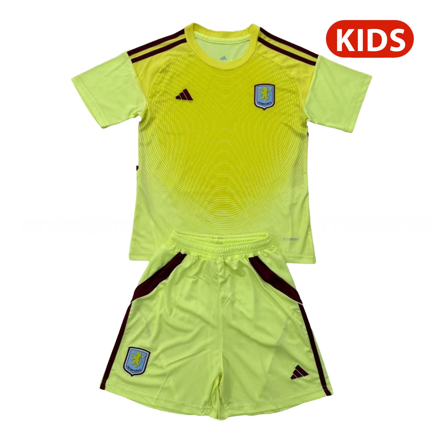 Aston Villa 25-26 Yellow Unsponsored Goalkeeper Kids Kit - UnitedFutballJersey