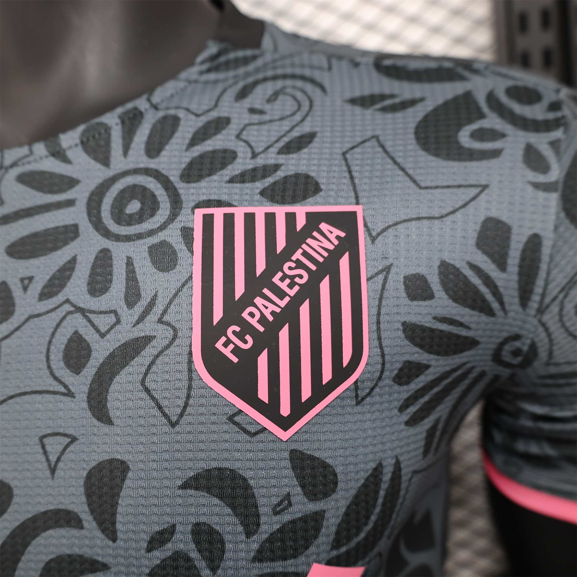 FC Palestina 24-25 Black Flowers Jersey - Player Version - UnitedFutballJersey