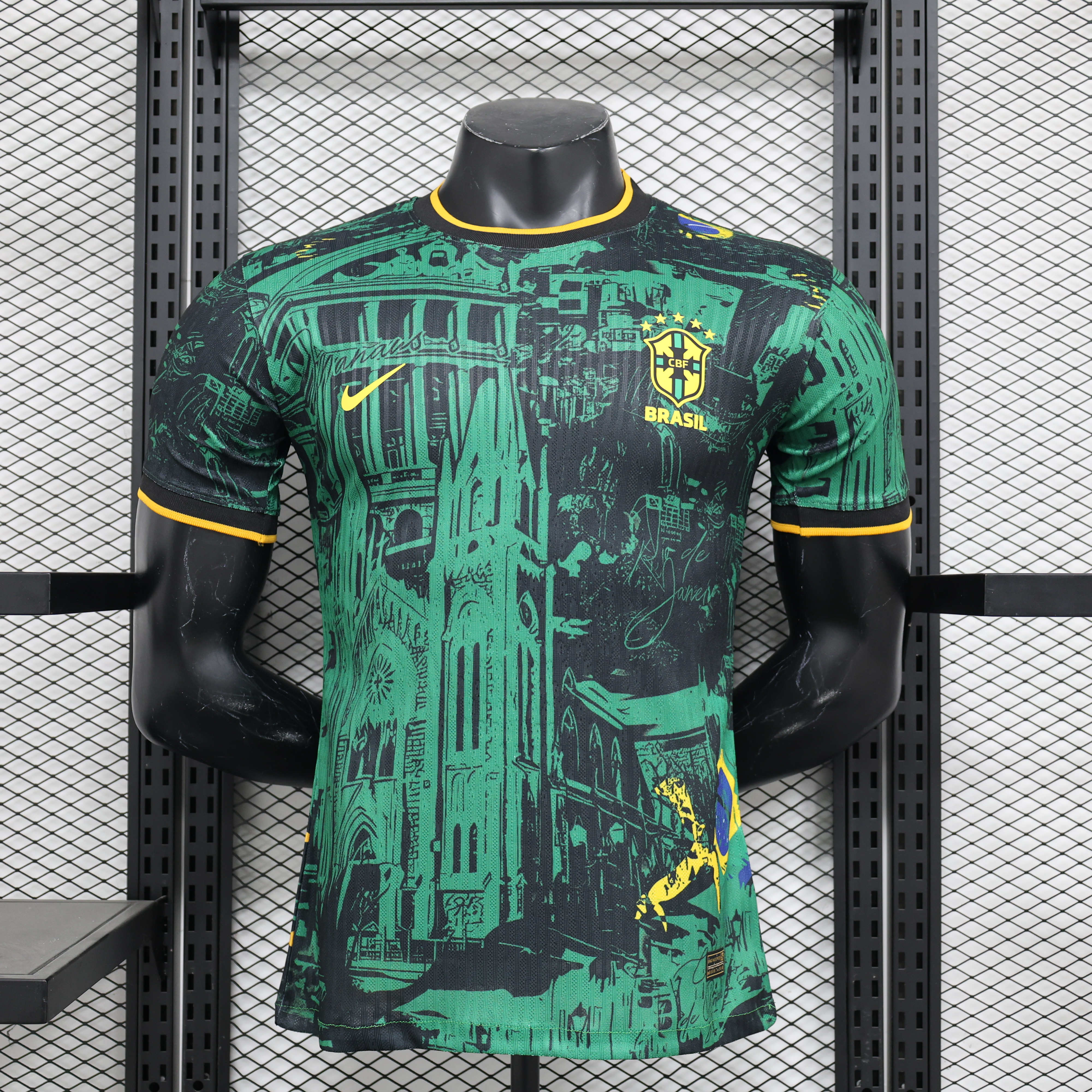 Brazil 2024 Black and Green Church Jersey - Player Version - UnitedFutballJersey