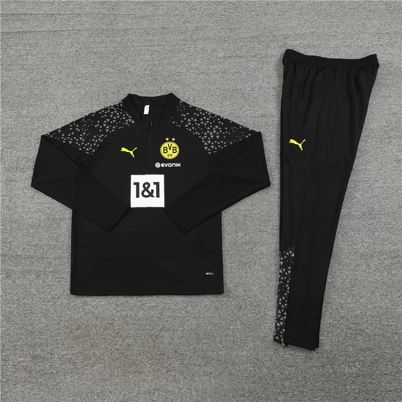 Dortmund 23-24 Kids Long Sleeve Training Set Black - UnitedFutballJersey