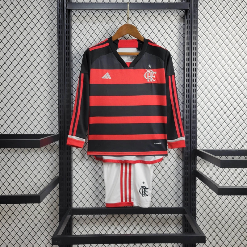 Flamengo 2024 Home Stadium Long Sleeve Kids Kit - UnitedFutballJersey