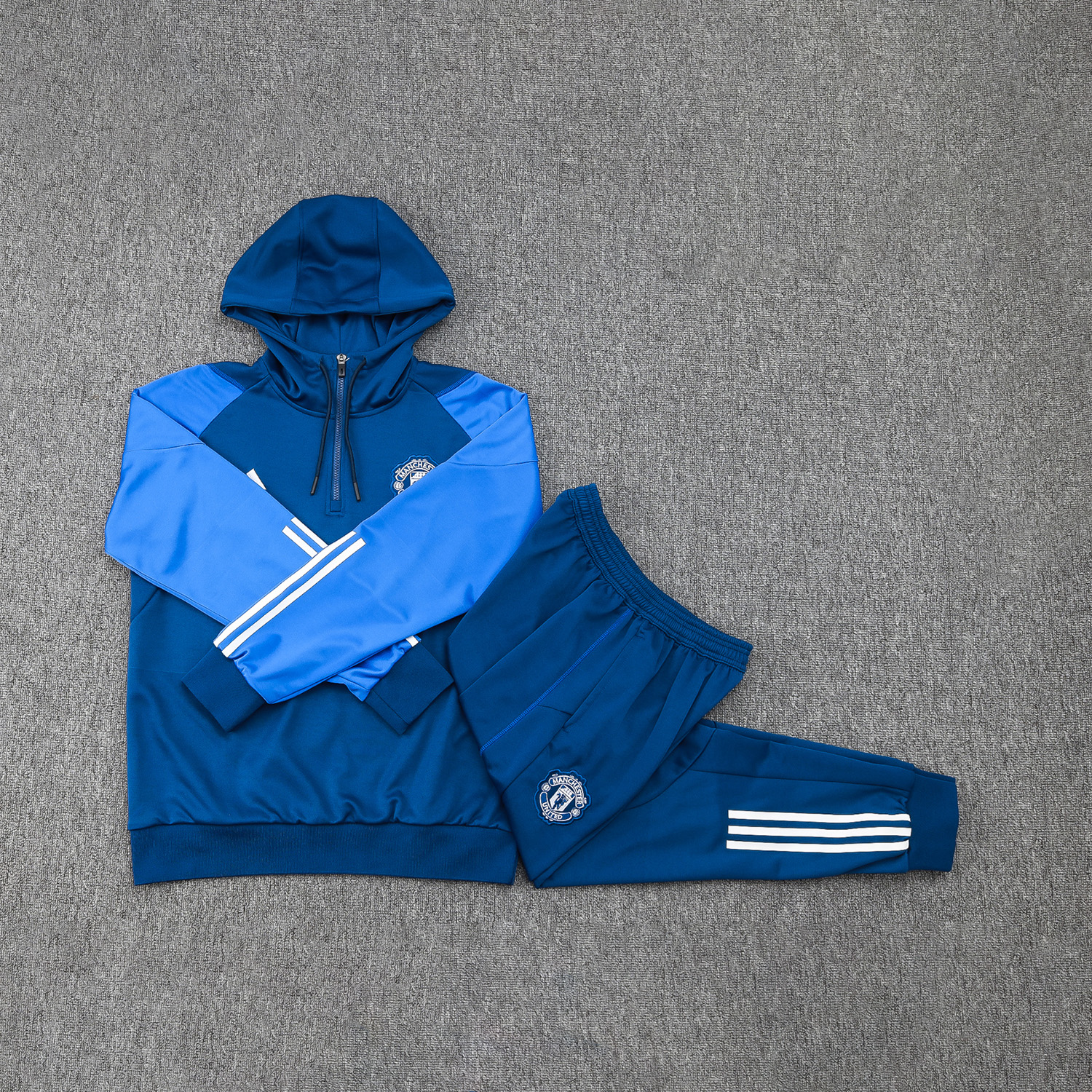 Manchester United 23-24 Men's Training Hoodie + Pants - Blue - UnitedFutballJersey