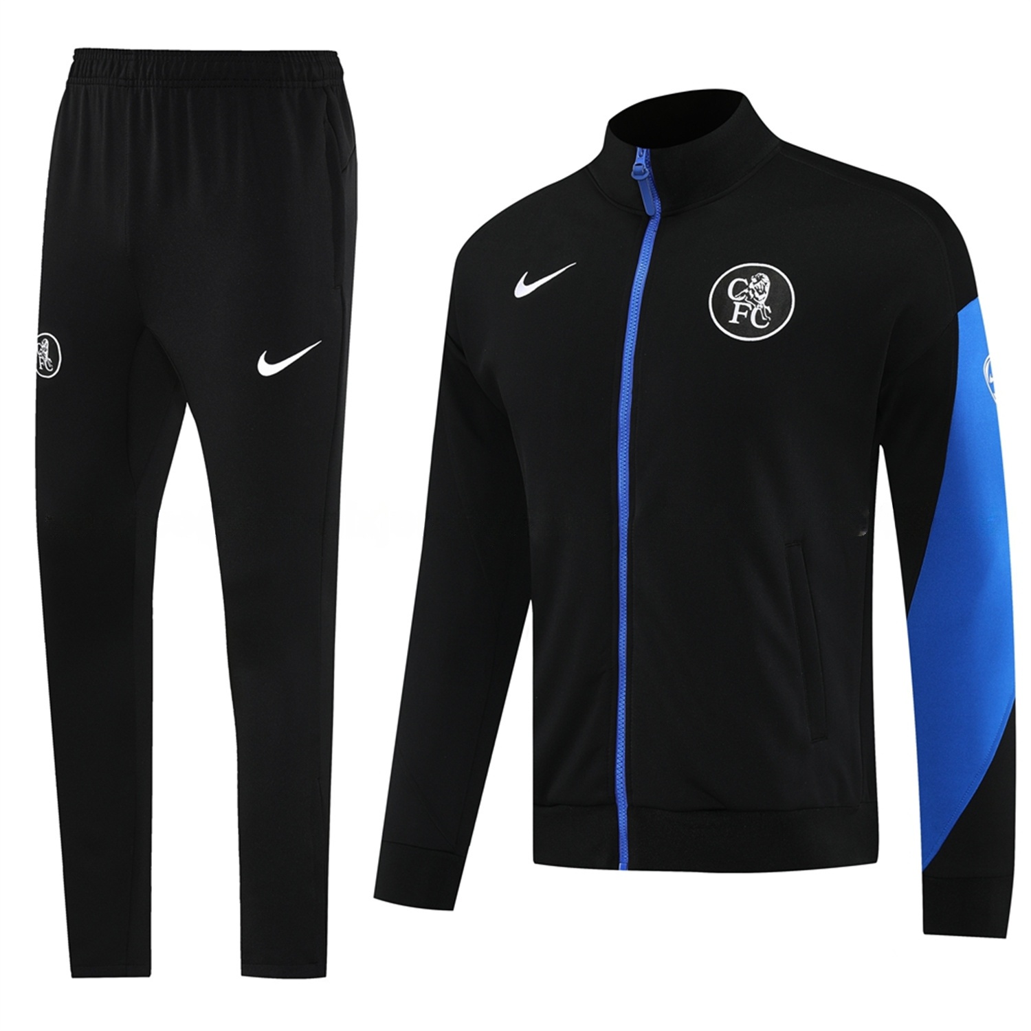 C.H.E.L.S.E.A 25-26 Jacket Training Tracksuit with Throwback Badge - Black Jackets & Pants - UnitedFutballJersey