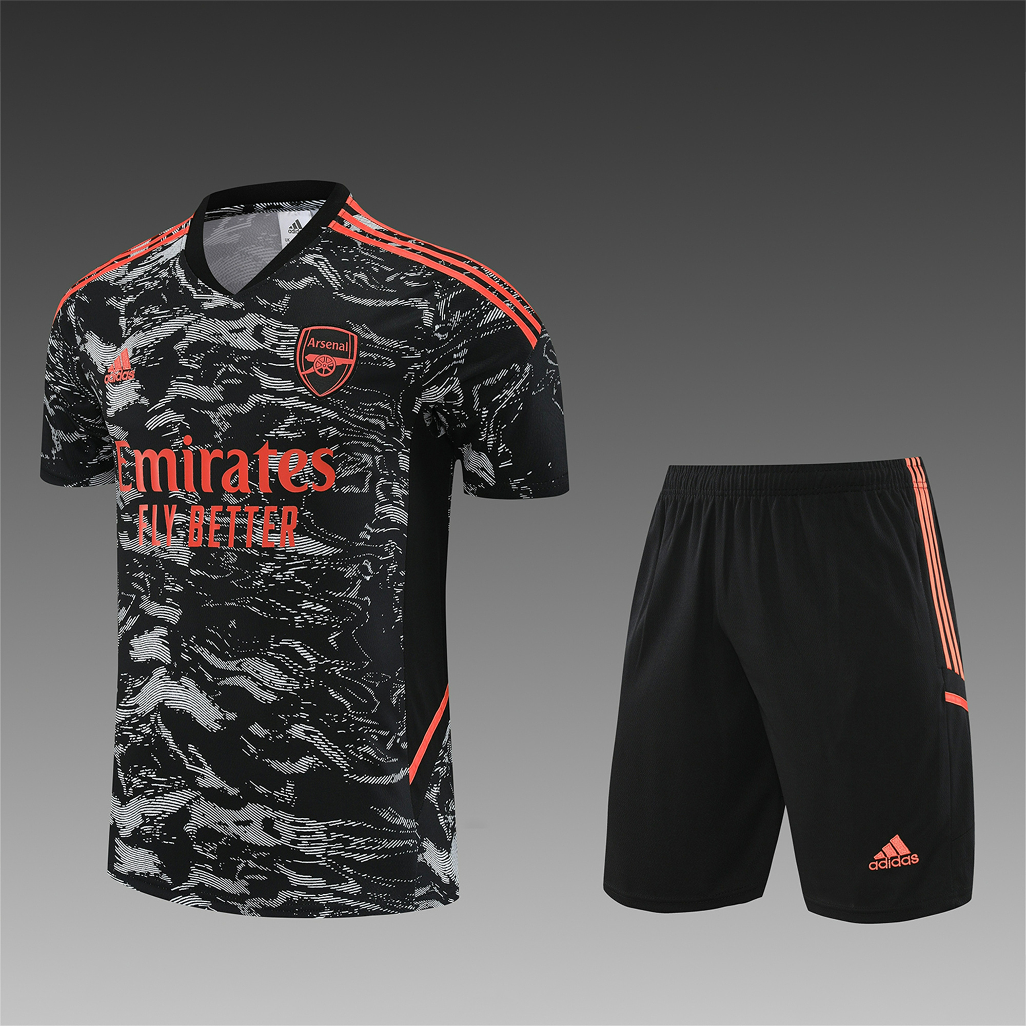 Arsenal 23-24 Short-Sleeve Training Set - Black & Orange - UnitedFutballJersey