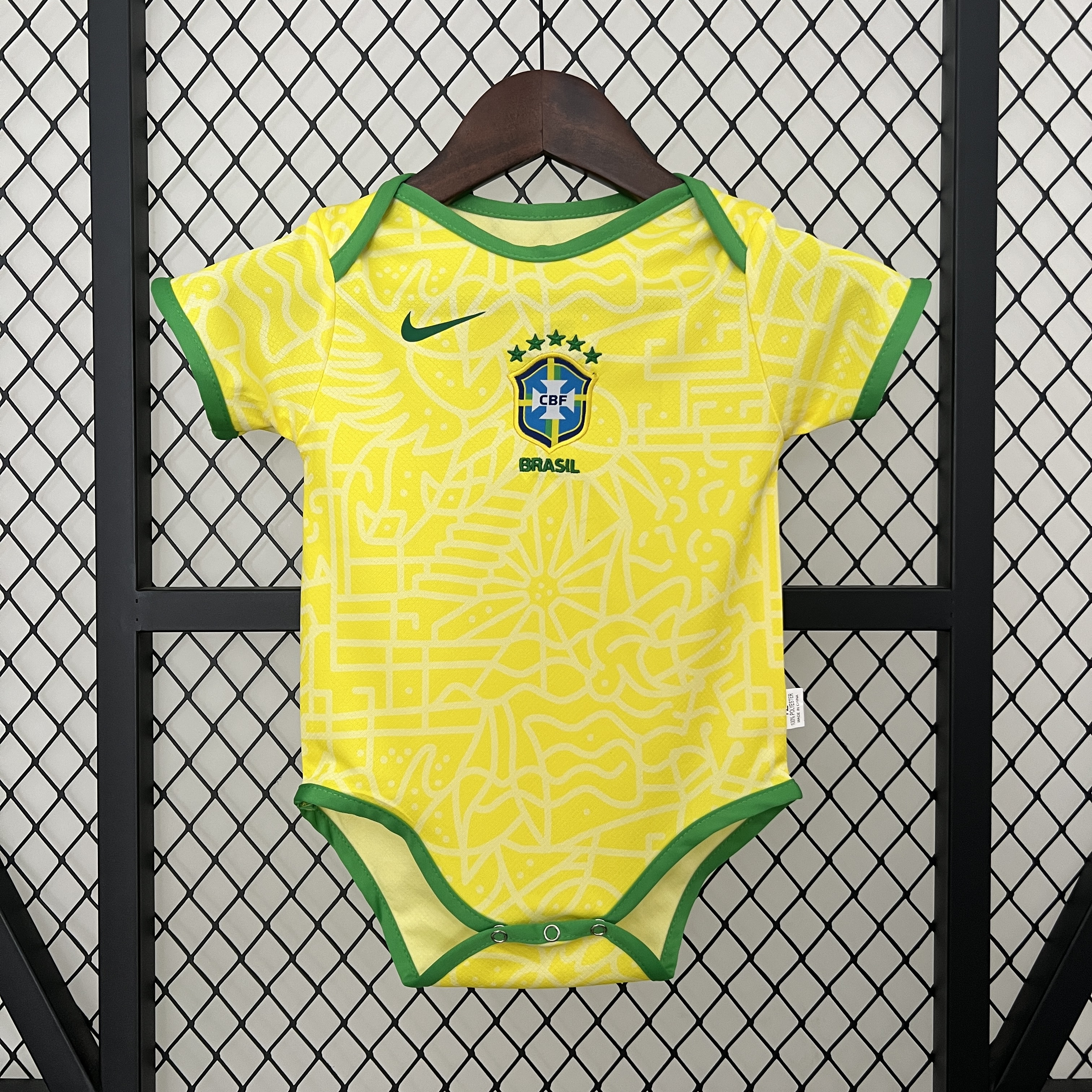 Brazil 2024 Home Baby Crawling Suit - UnitedFutballJersey