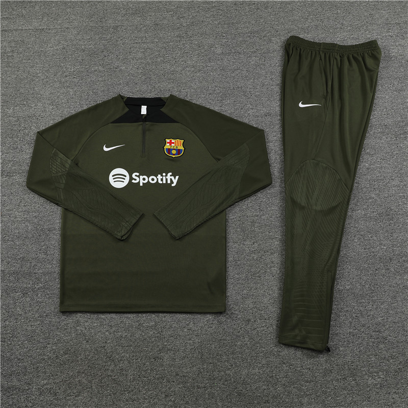 B.A.R.S.A 23-24 Kids Long Sleeve Training Set Olive Drab - UnitedFutballJersey