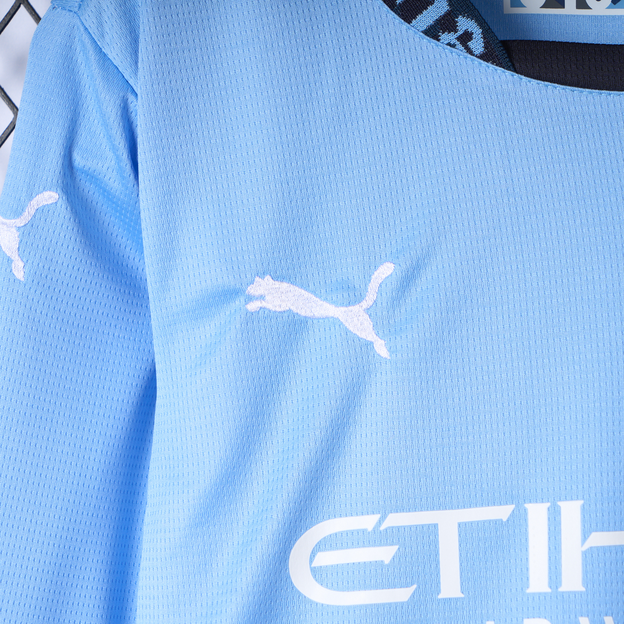 Manchester City 24-25 Home Long Sleeve Kids Kit - UnitedFutballJersey