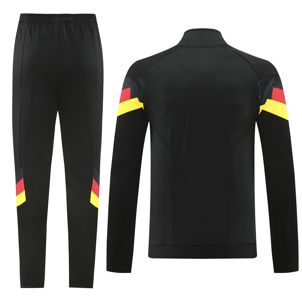 Germany 2024 Jacket Training Tracksuit - Black With Three Color Stripes - UnitedFutballJersey