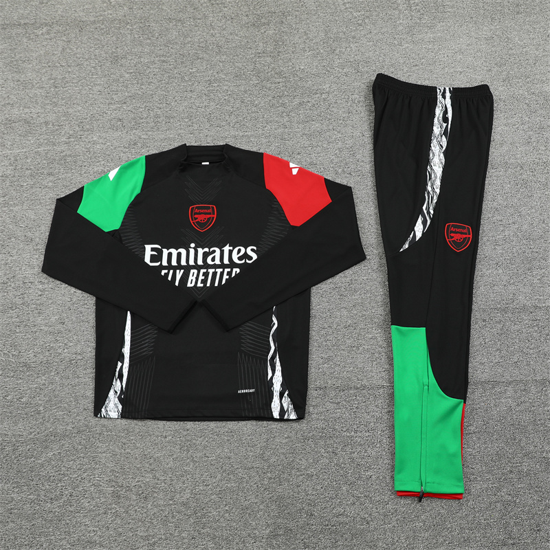 Arsenal 24-25 Long Sleeve Training Set - Player Version - Black - UnitedFutballJersey