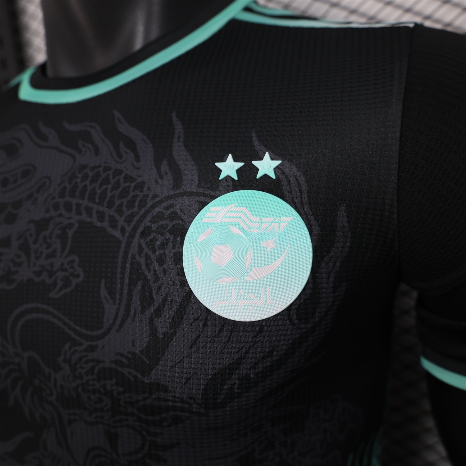 Algeria 25-26 Green Dragon Pattern Black Jersey - Player Version - UnitedFutballJersey