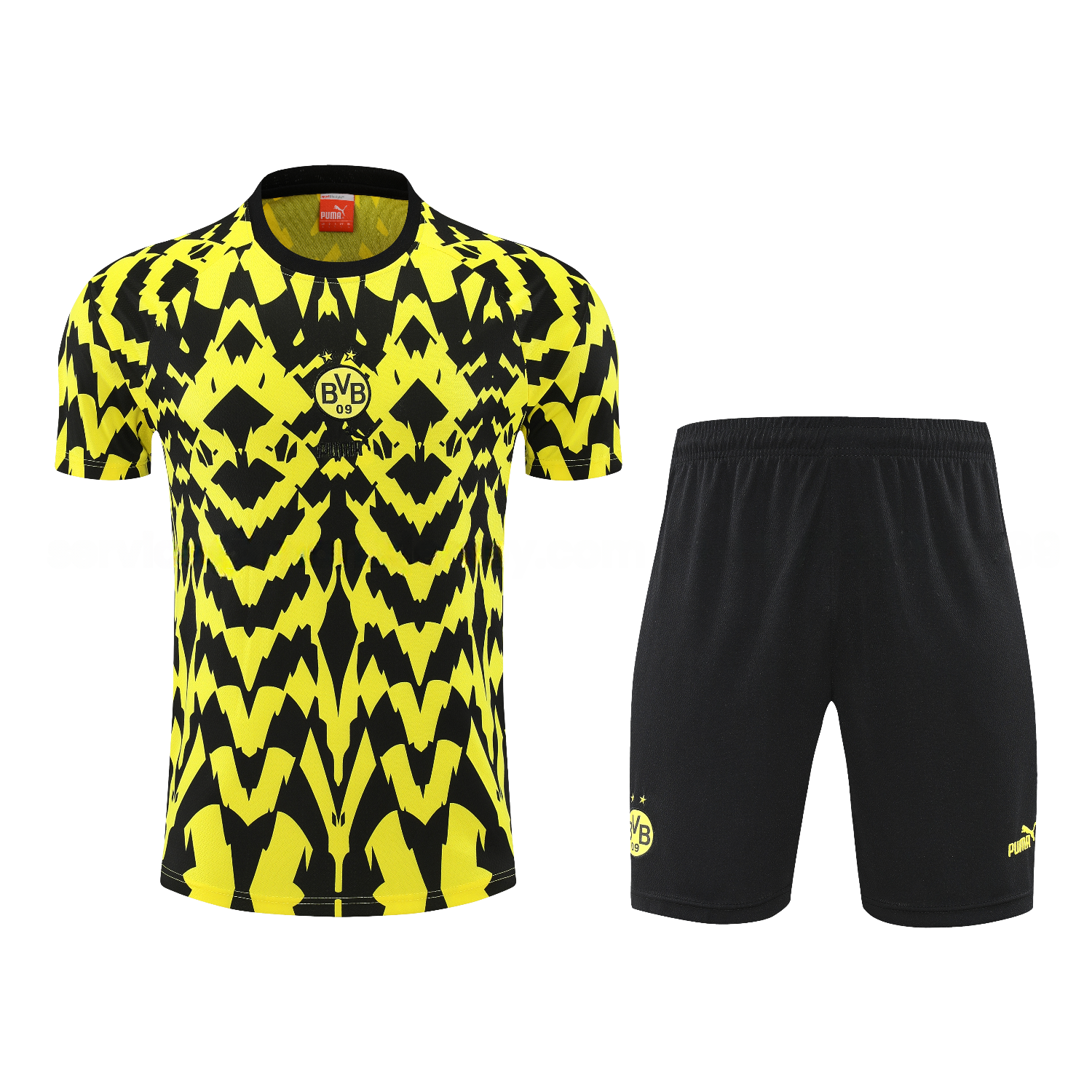 Dortmund 25-26 Short-Sleeve Training Set - Yellow Top & Black Shorts - UnitedFutballJersey