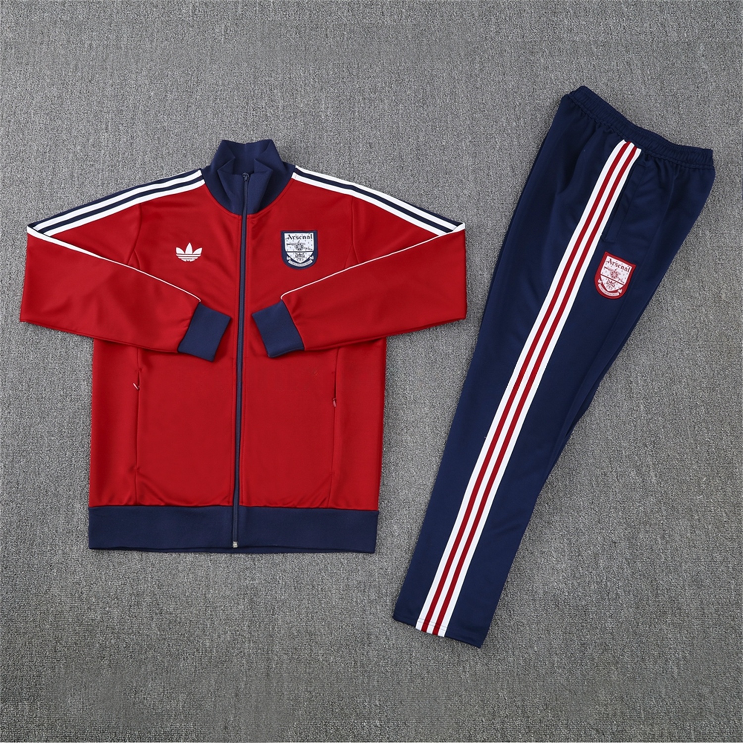 Arsenal 24-25 Throwback Jacket Training Tracksuit - Red Jackets & Blue Pants - UnitedFutballJersey