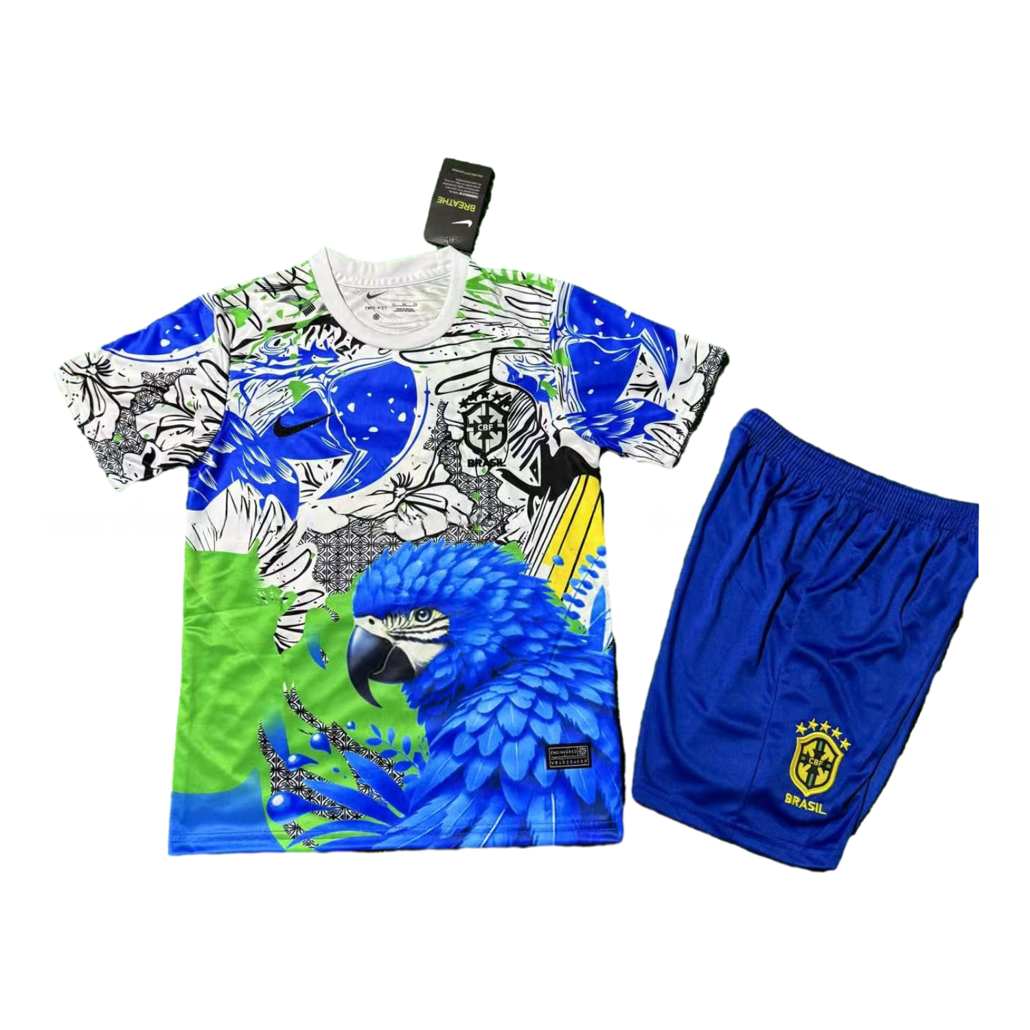 Brazil 25-26 Blue Parrot Special Kids Kit - UnitedFutballJersey