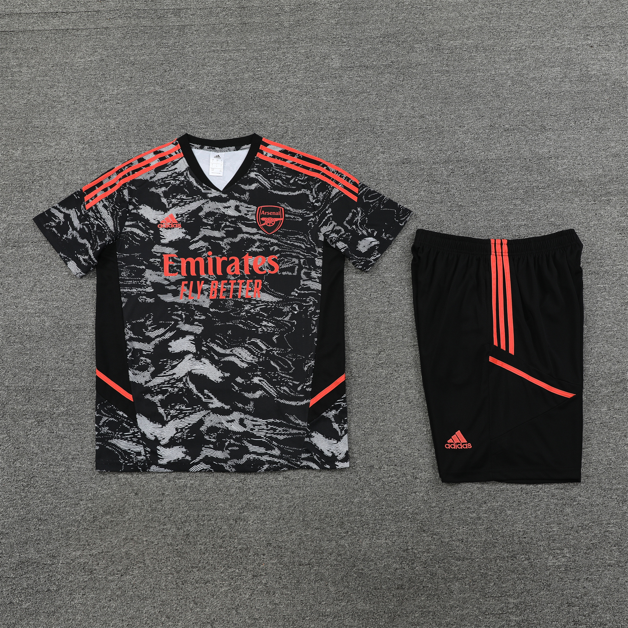 Arsenal 23-24 Short-Sleeve Training Set - Black & Orange - UnitedFutballJersey