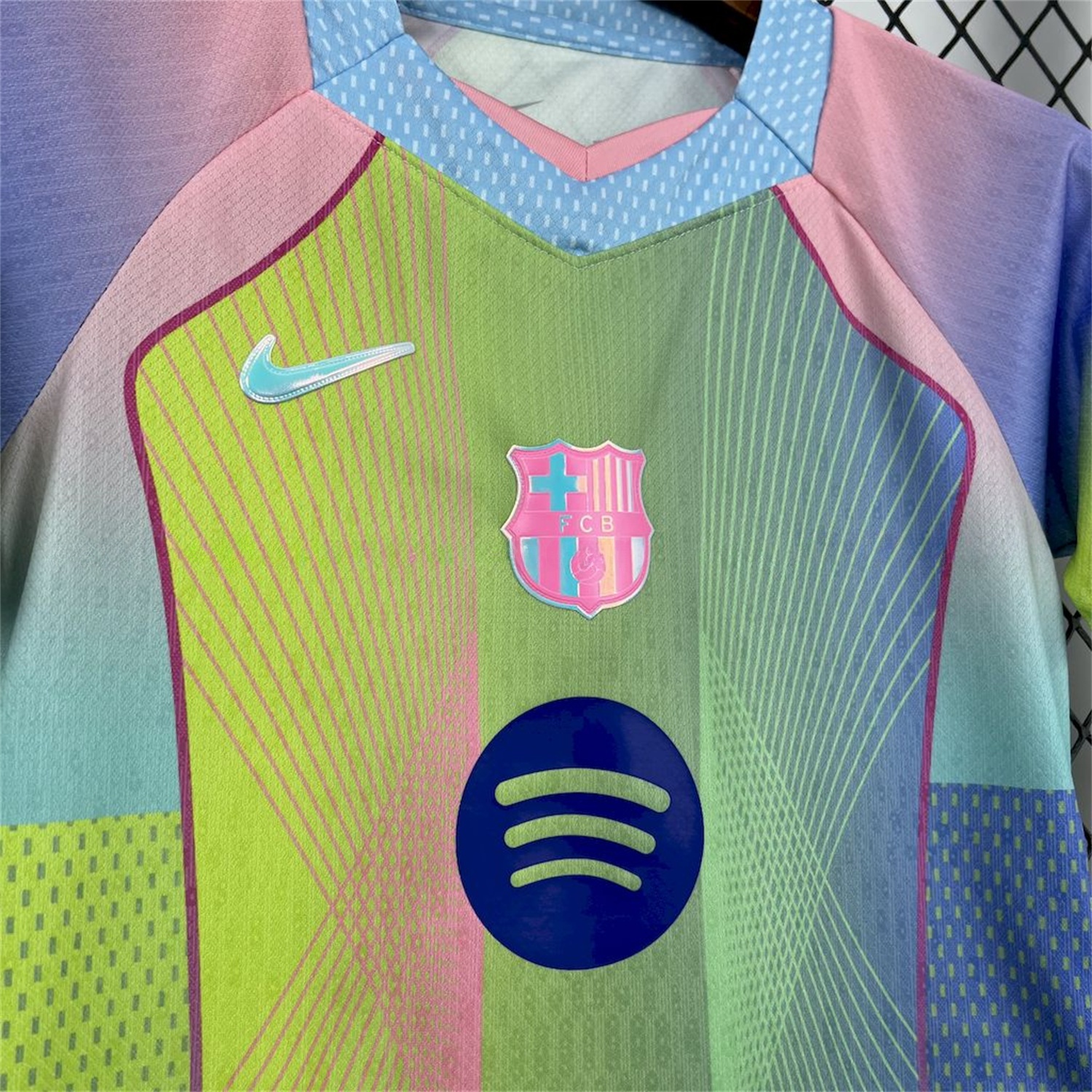 B.A.R.S.A 25-26 T90 White Lines Yellow Blue Gradient Special Kids Kit - UnitedFutballJersey