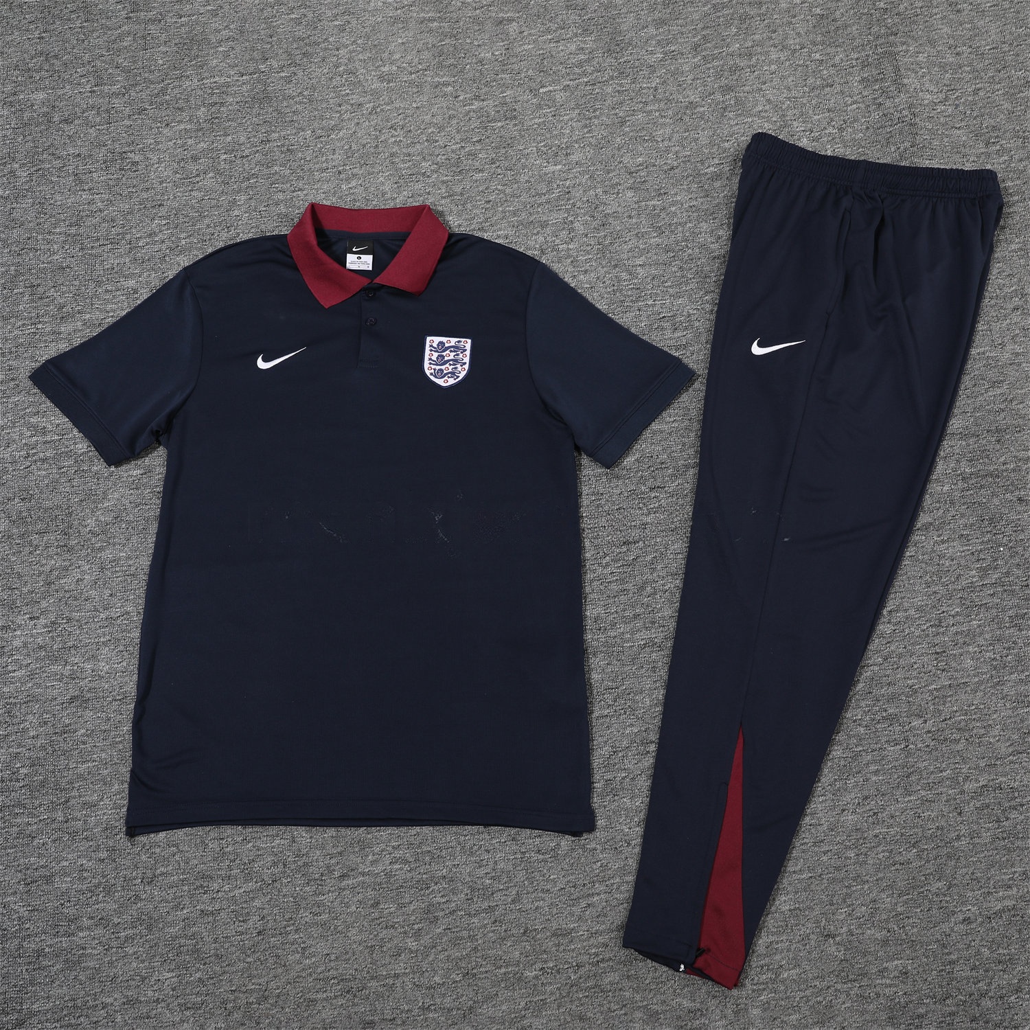 England 25-26 POLO Short-Sleeve Training Set - Deep Blue Top and Pants - UnitedFutballJersey