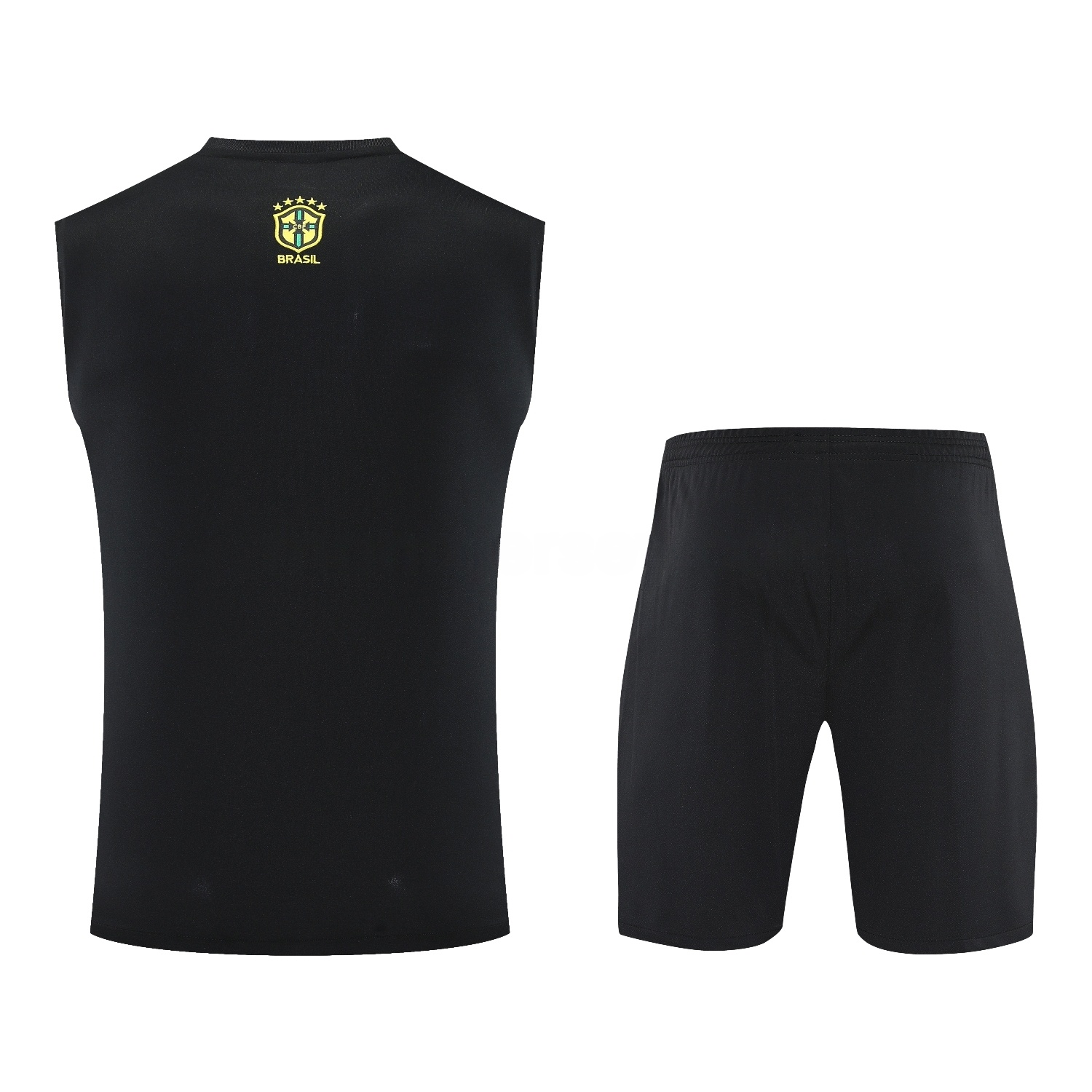 Brazil 25-26 Yellow Jesus Statue Vest Training Set - Yellow Vest & Black Shorts - UnitedFutballJersey
