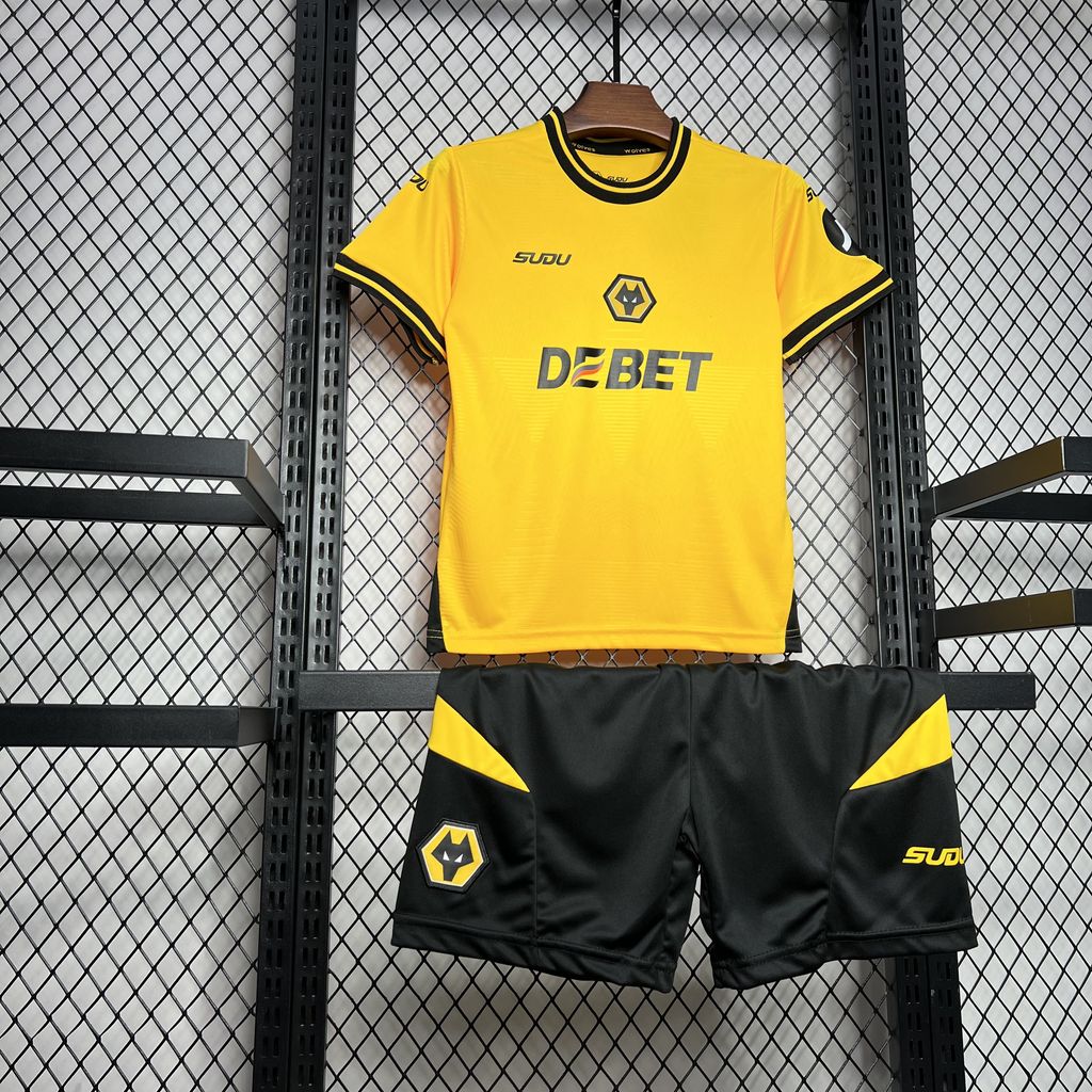 Wolverhampton Wanderers Wolves 24-25 Home Stadium Kids Kit - UnitedFutballJersey