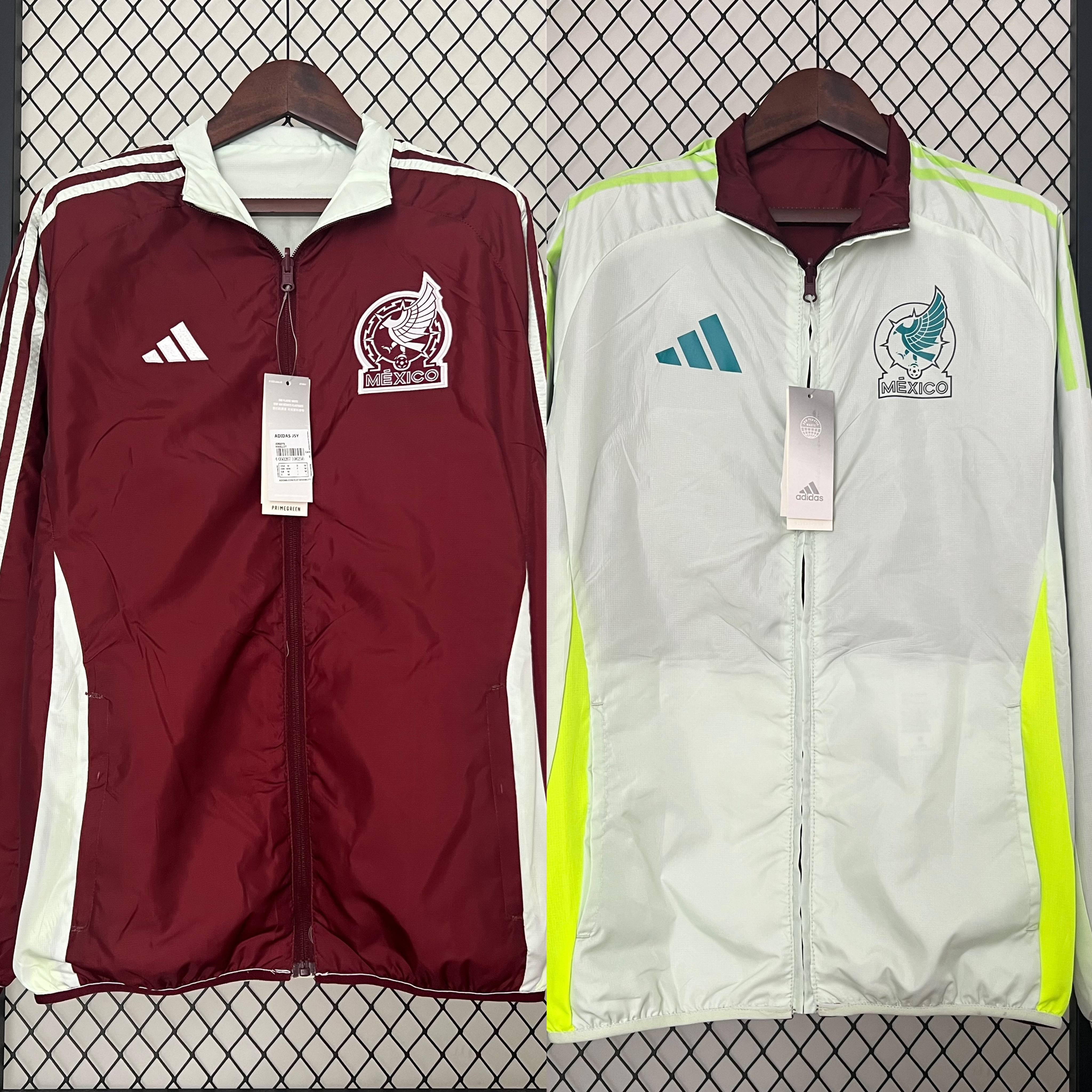 Mexico 2024 Double Sided Reversible Windbreaker - Red & Grey - UnitedFutballJersey