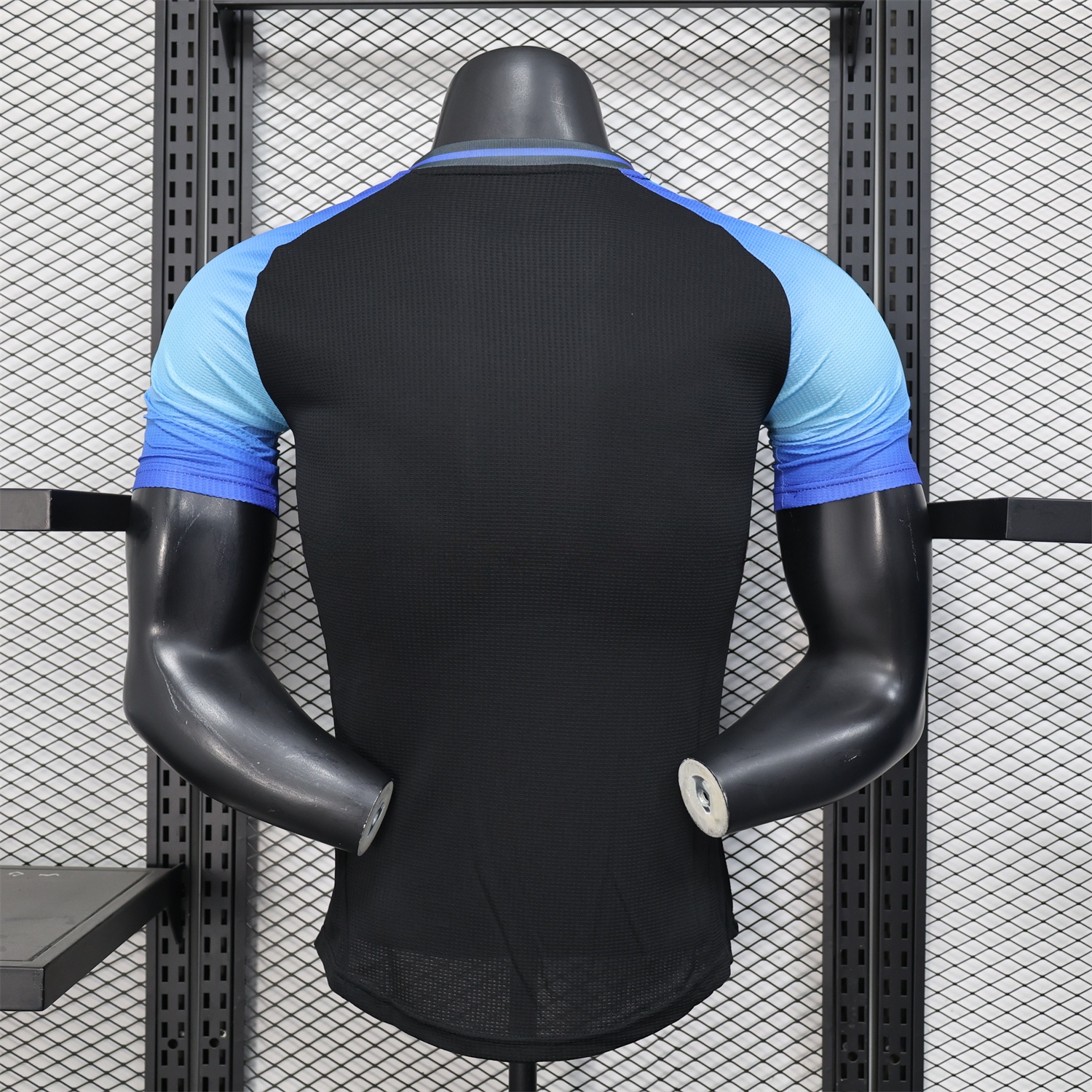 Algeria 25-26 Pure Black with Blue Sleeves Jersey - Player Version - UnitedFutballJersey