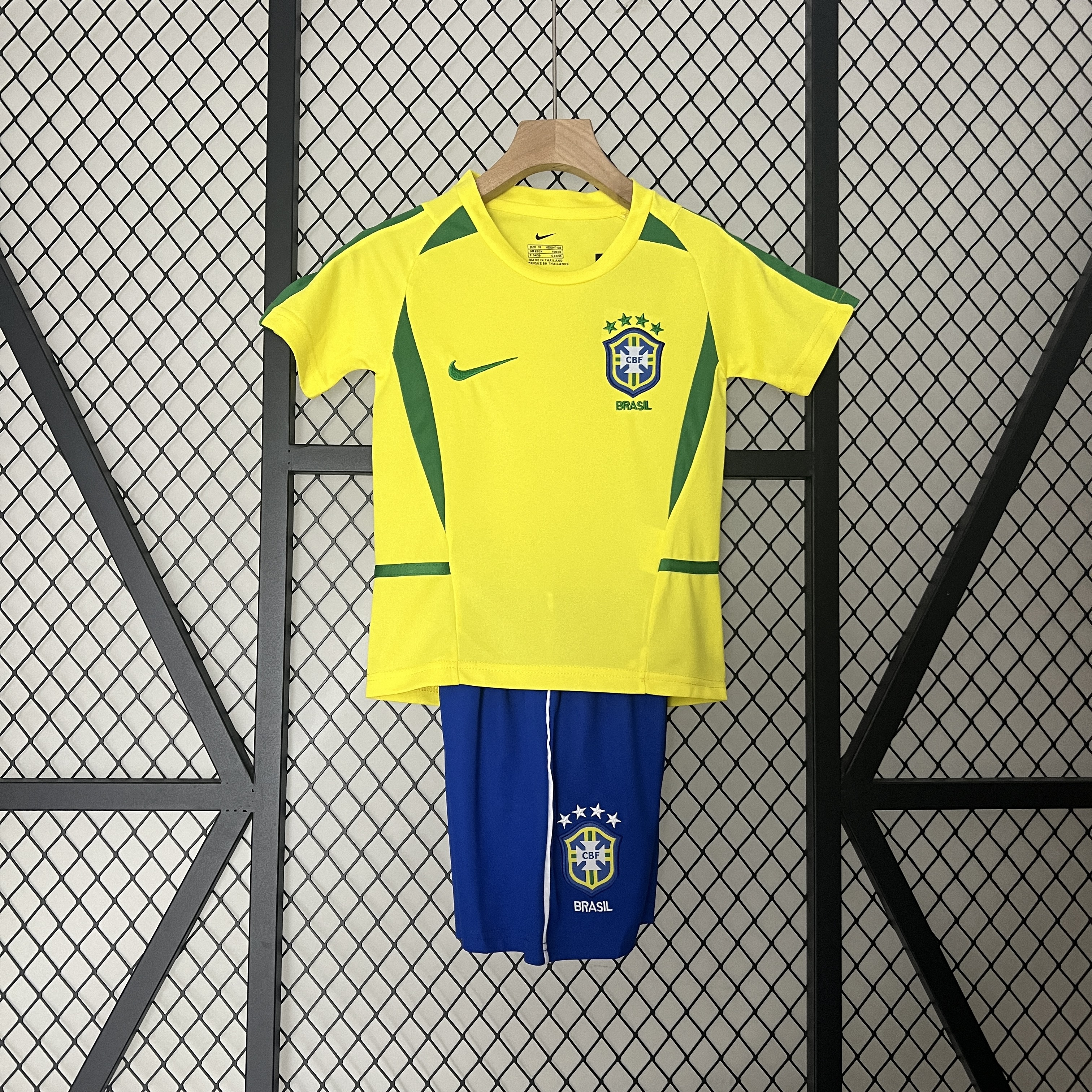Retro Brazil 2002 Home Stadium Kids Kit - UnitedFutballJersey