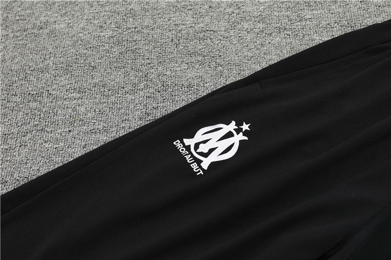 Marseille 23-24 Kids Long Sleeve Training Set Black and White - UnitedFutballJersey