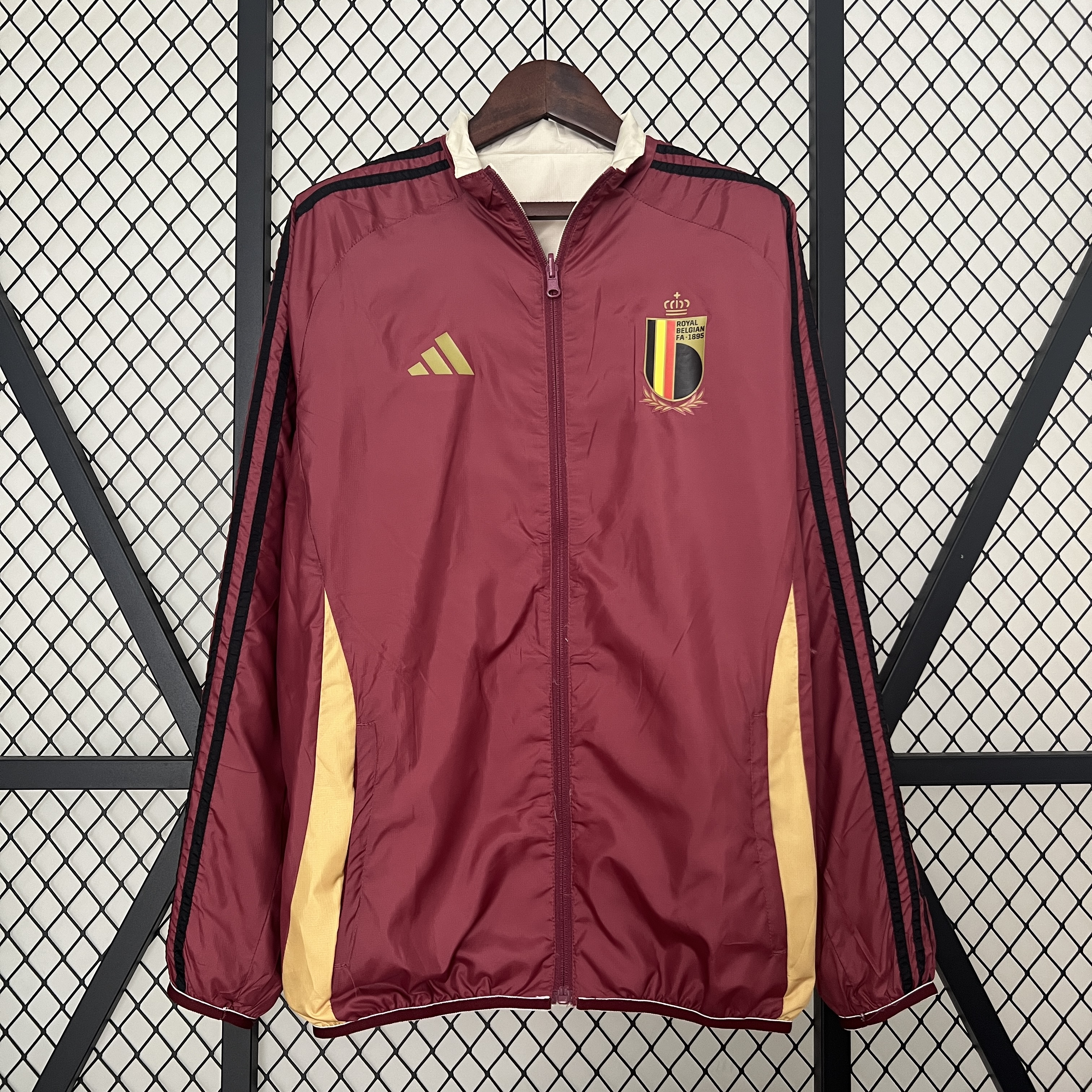 Belgium 2024 Double Sided Reversible Windbreaker - Red & Yellow - UnitedFutballJersey