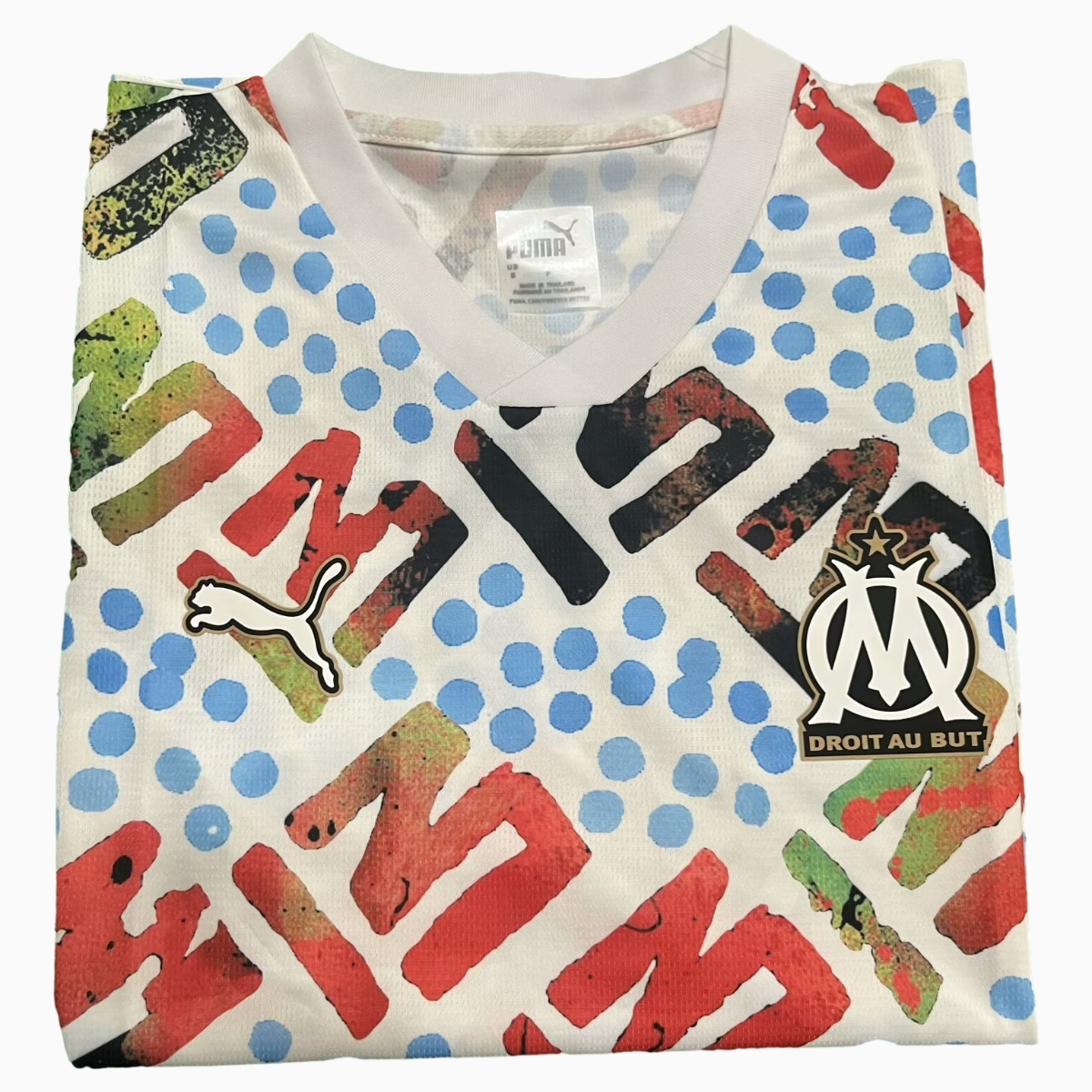 Marseille 24-25 White Graffiti Pre-match Training Jersey - Fans Version - UnitedFutballJersey