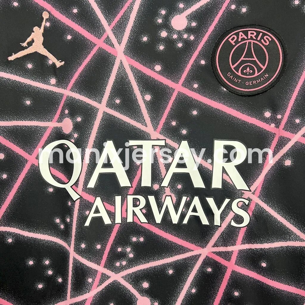 Paris Saint-Germain PSG 25-26 Pink Lines Black Pre-Match Training Jersey - Fans Version - UnitedFutballJersey