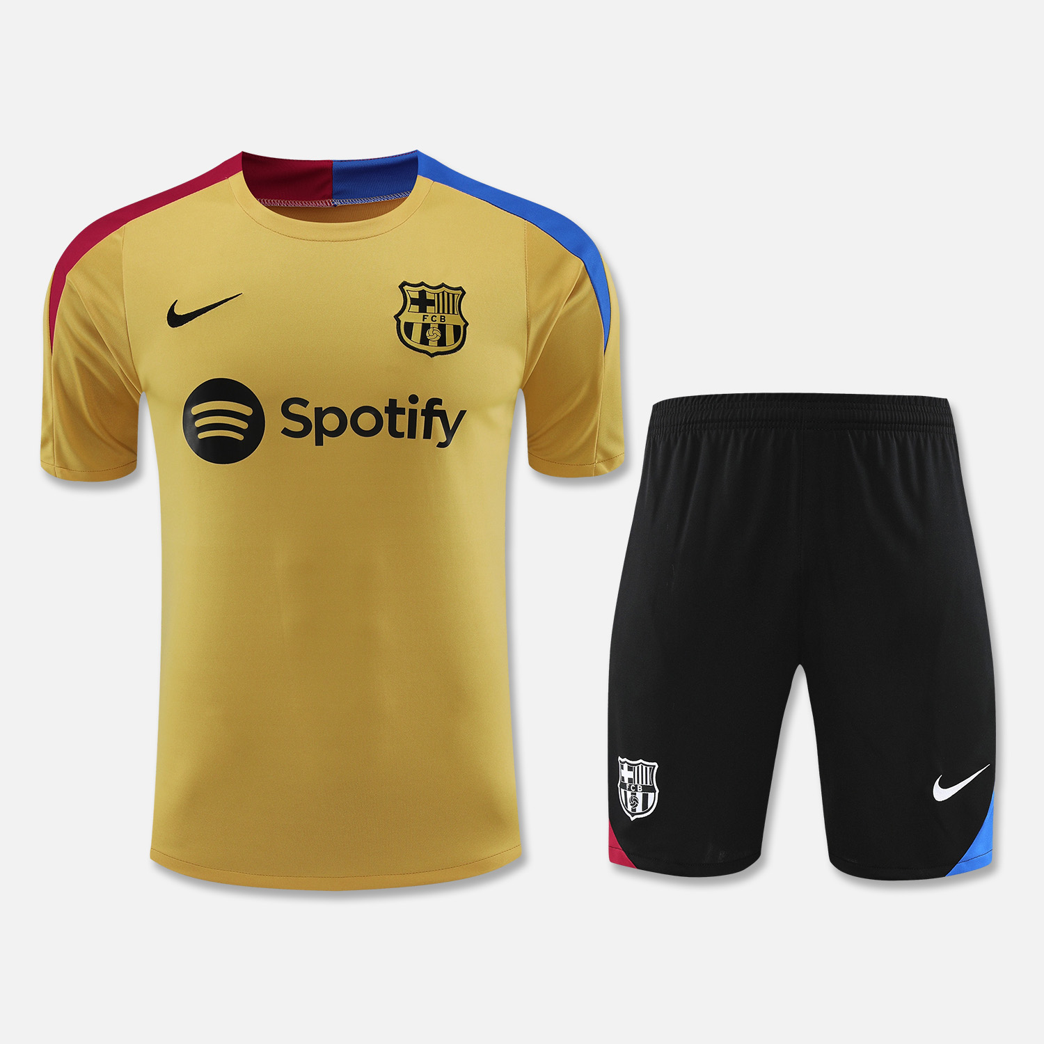 B.A.R.S.A 24-25 Short-Sleeve Training Set - Khaki Top & Black Shorts - UnitedFutballJersey