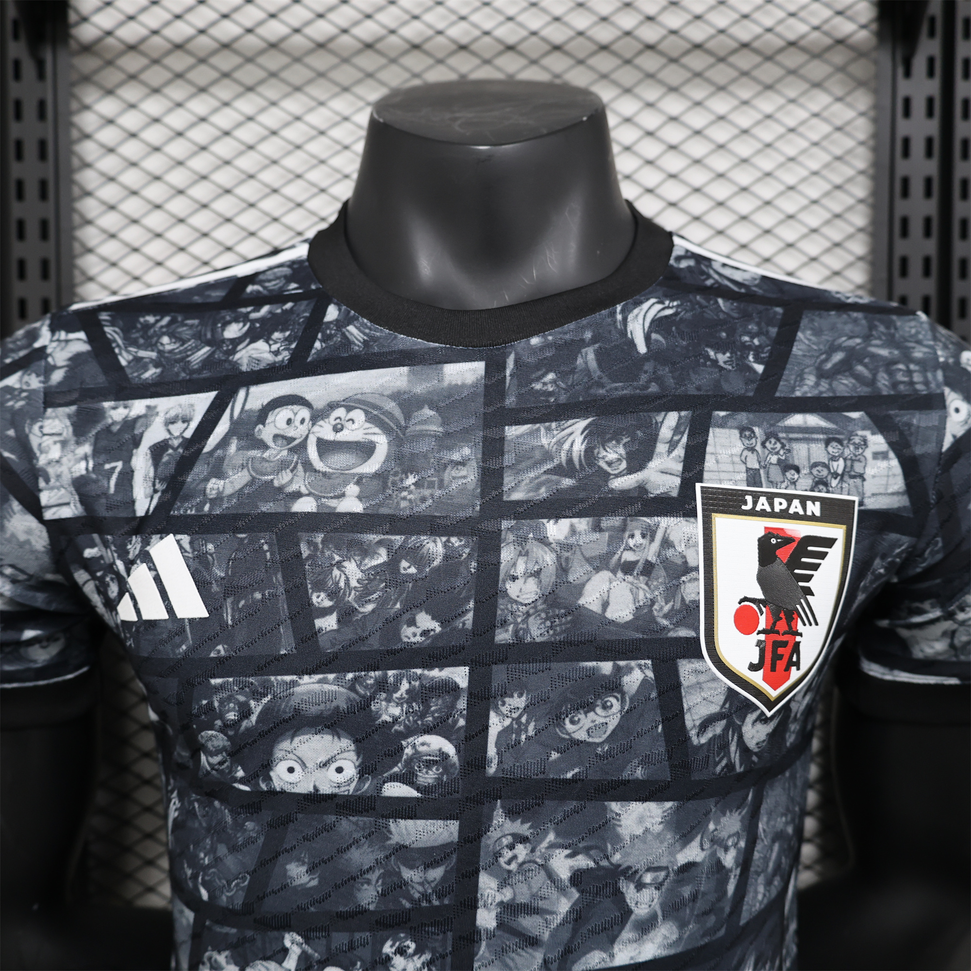 Japan 2024 Black Doraemon Grid Jersey - Player Version - UnitedFutballJersey