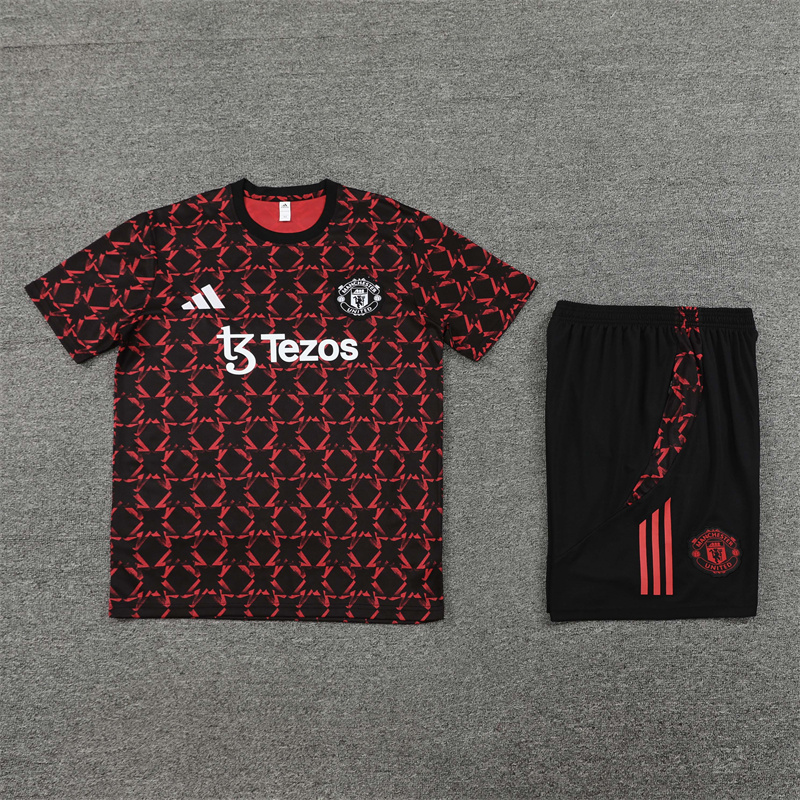 Manchester United 24-25 Short-Sleeve Training Set - Black Red Camouflage - UnitedFutballJersey