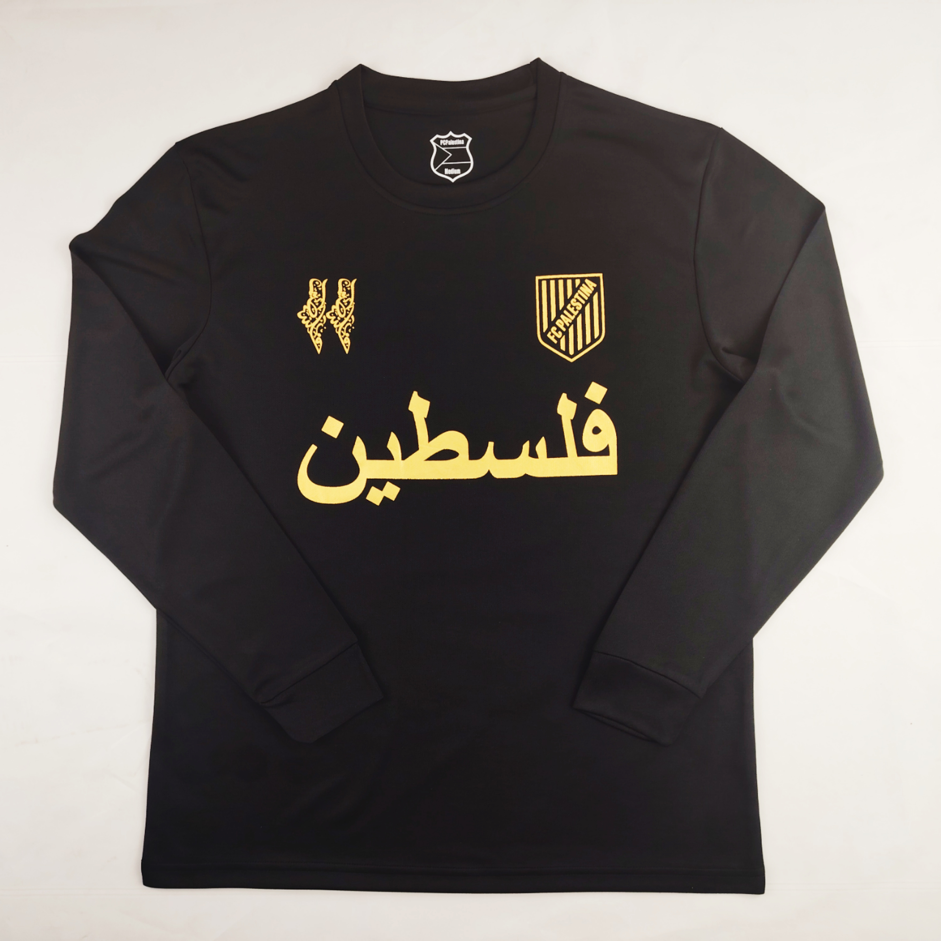 FC Palestina 24-25 Black and Gold Souvenir Long Sleeve Jersey - Fans Version - UnitedFutballJersey